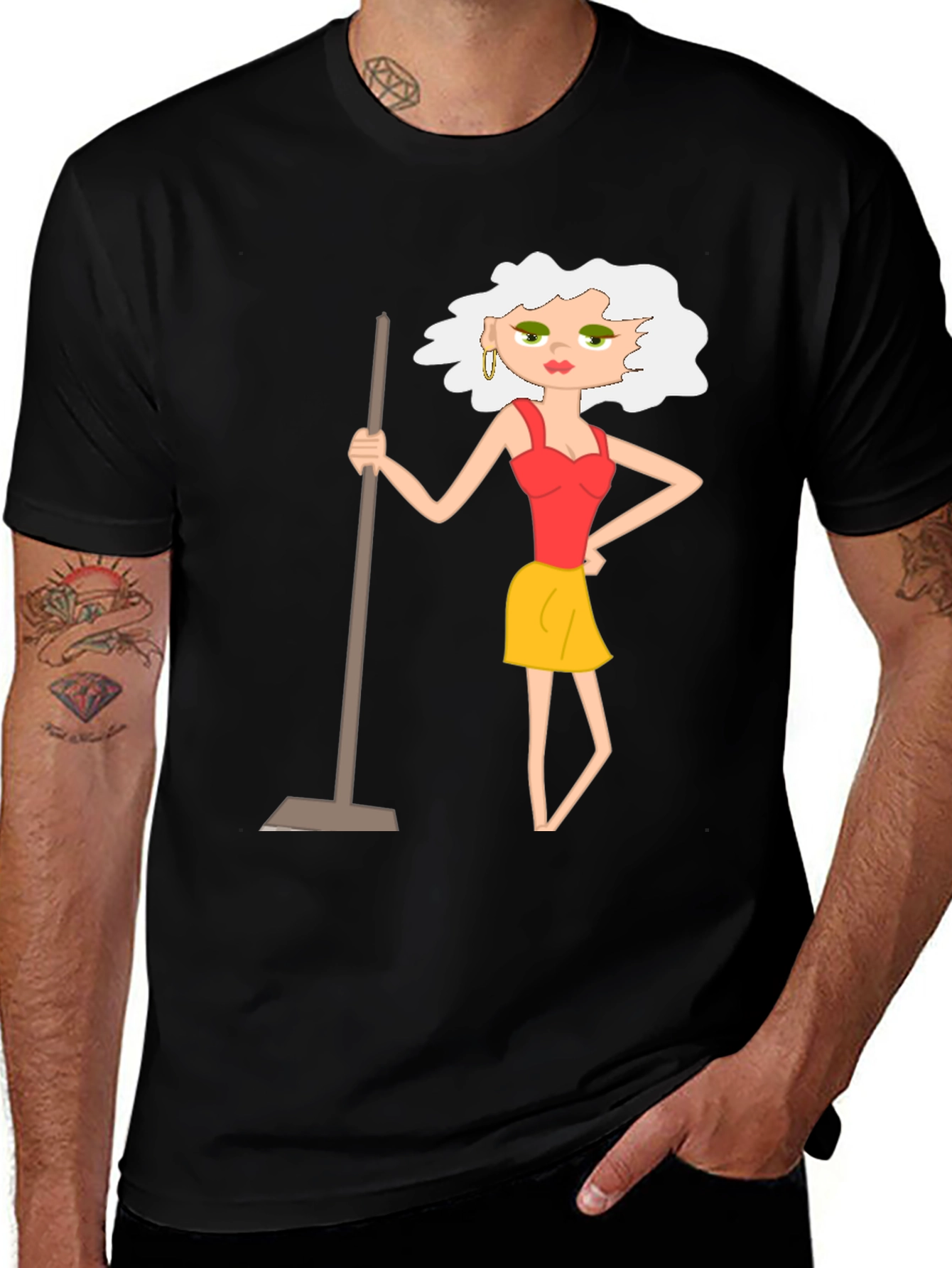 Cartoon Charwoman Graphic T-Shirt