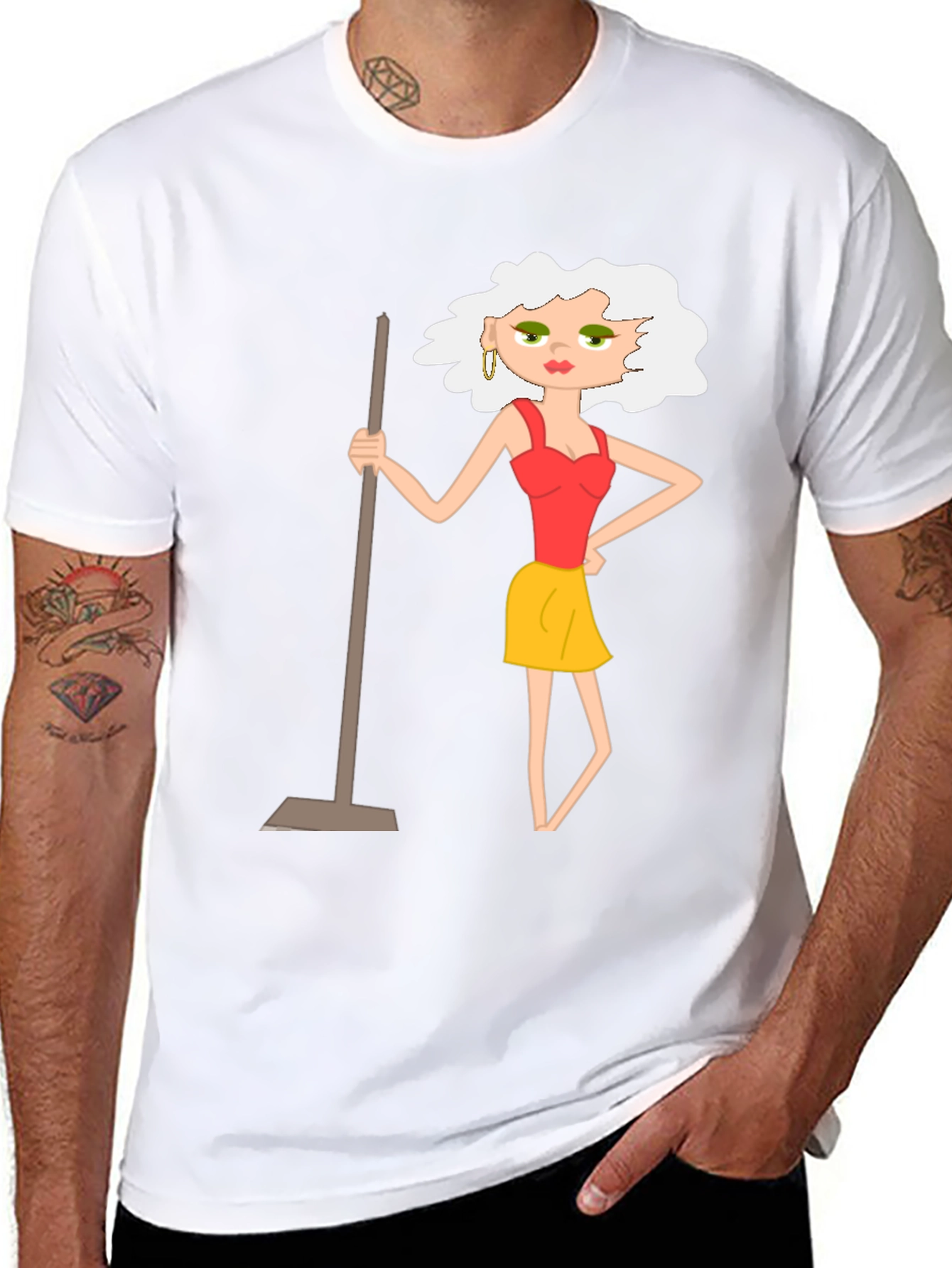 Cartoon Charwoman Graphic T-Shirt