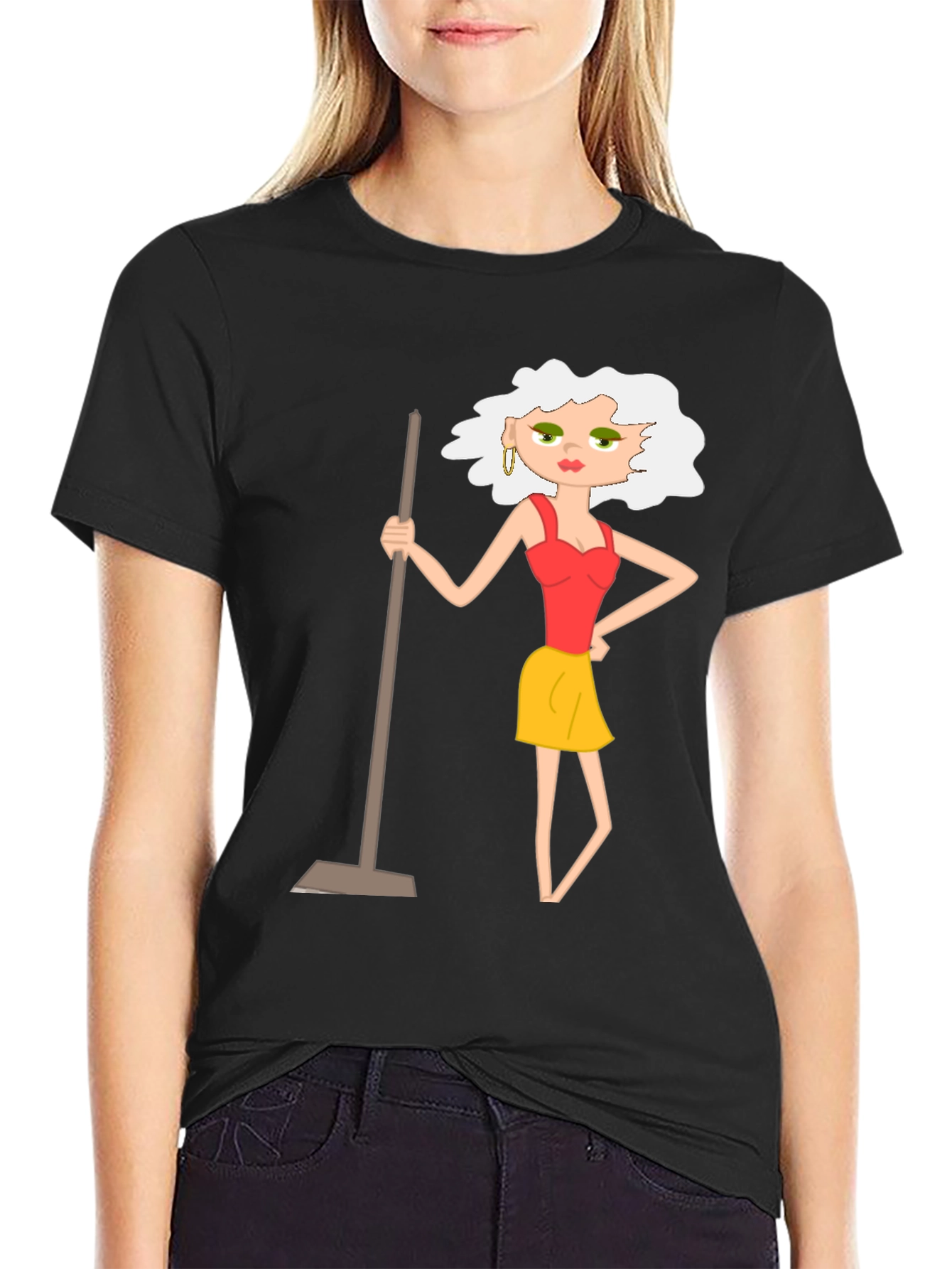 Cartoon Charwoman Graphic T-Shirt