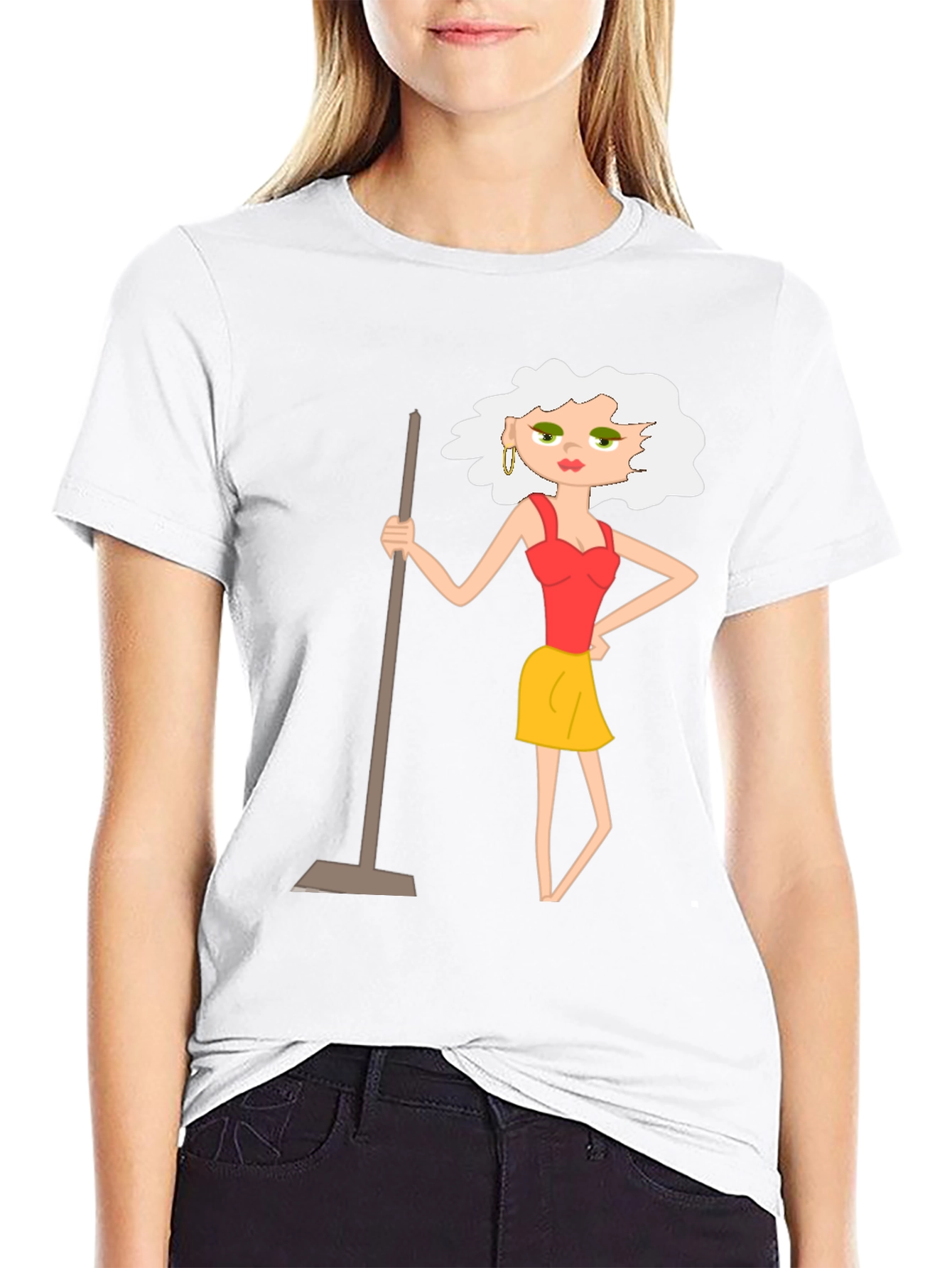 Cartoon Charwoman Graphic T-Shirt