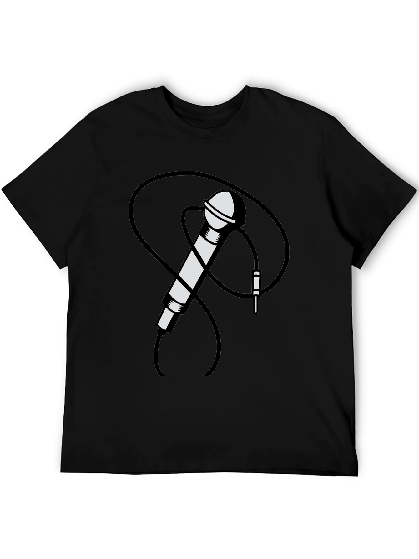Retro Microphone Graphic Tee - Black