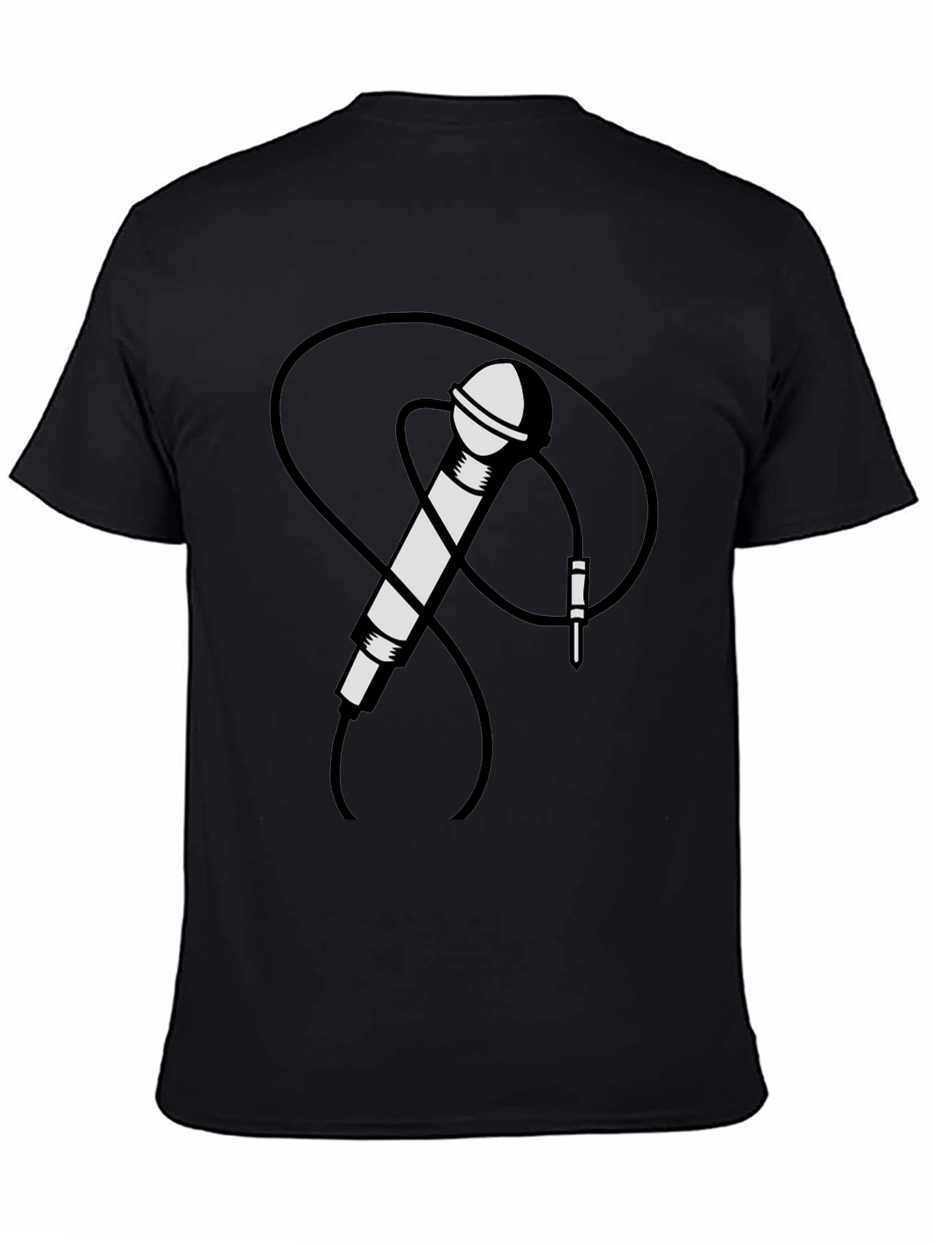 Retro Microphone Graphic Tee - Black
