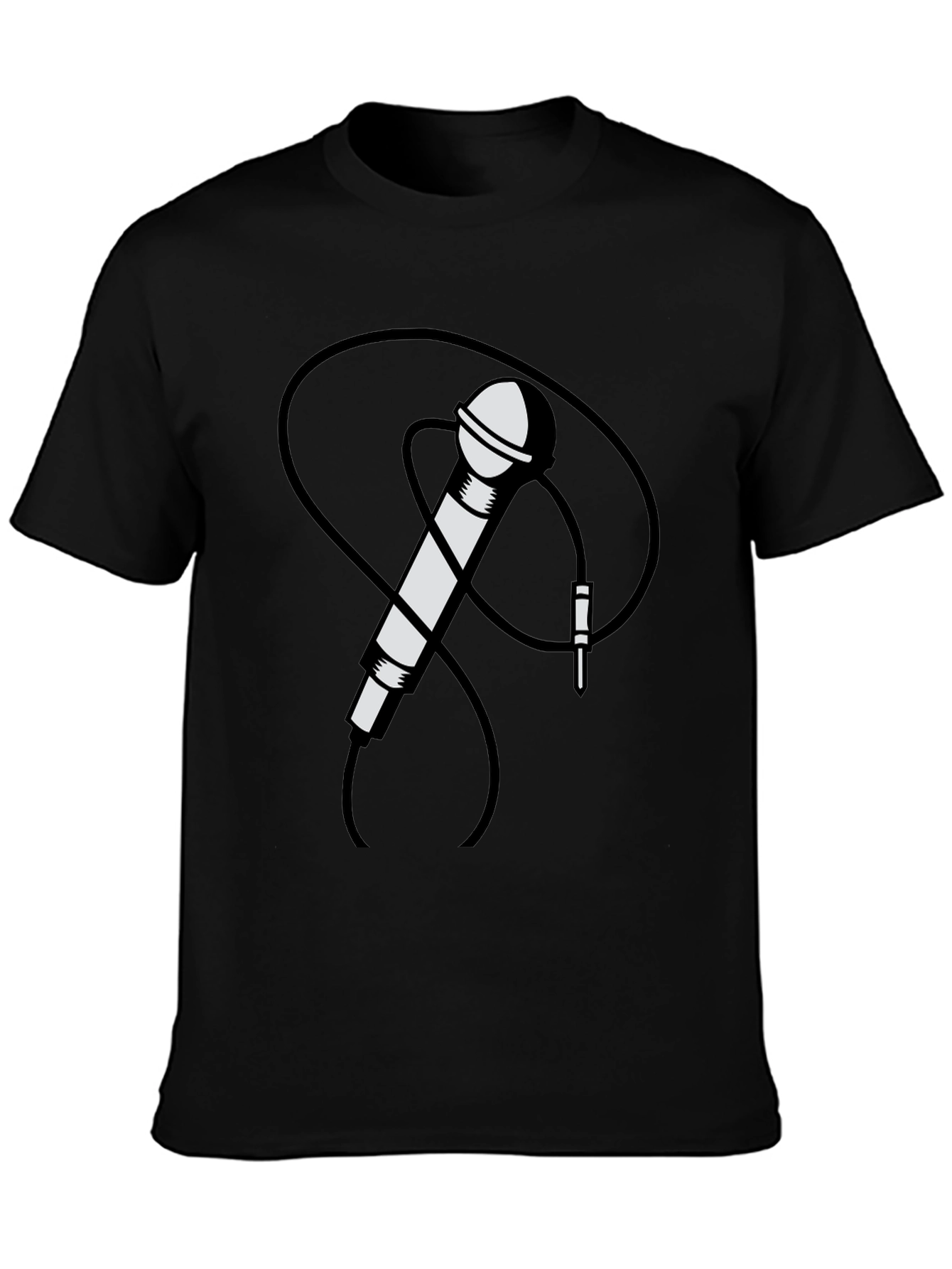 Retro Microphone Graphic Tee - Black