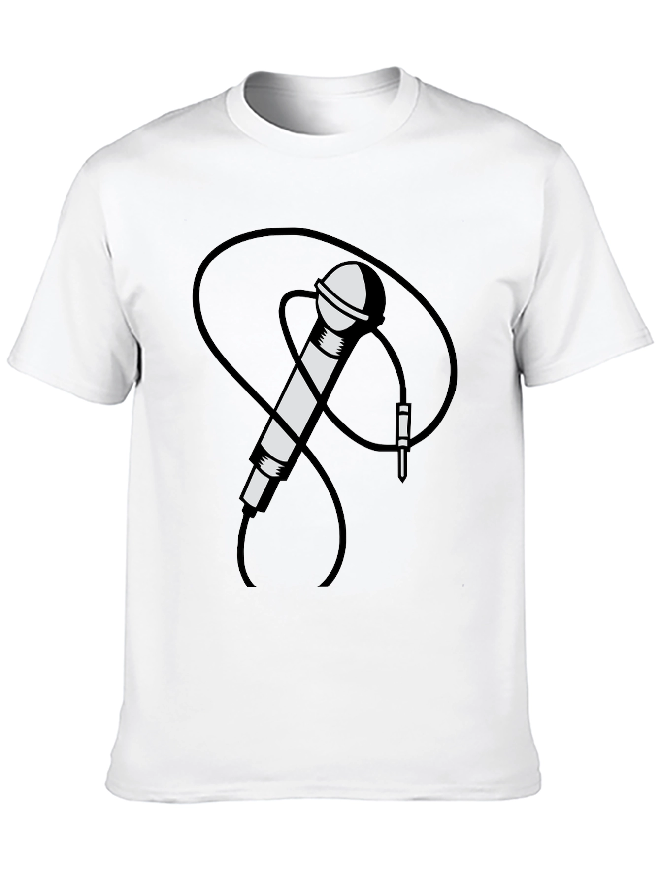 Retro Microphone Graphic Tee - Black