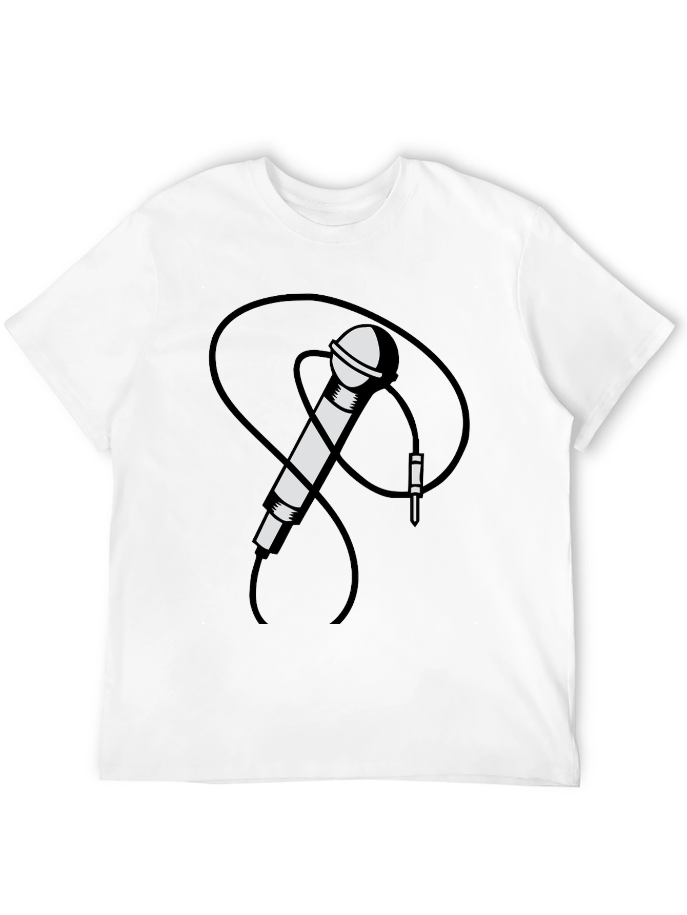 Retro Microphone Graphic Tee - Black