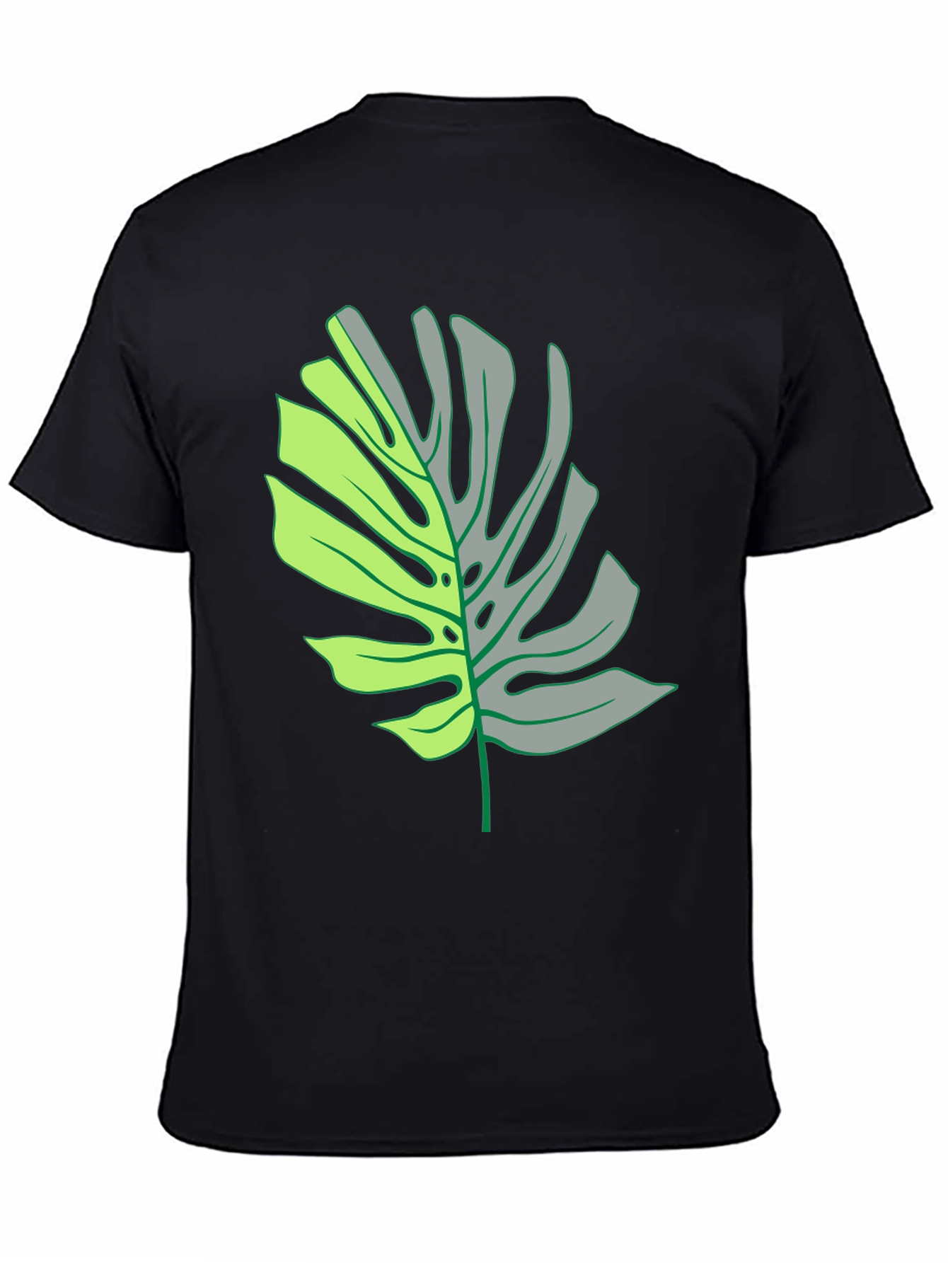 Monstera Leaf Graphic Tee - Black Casual T-Shirt