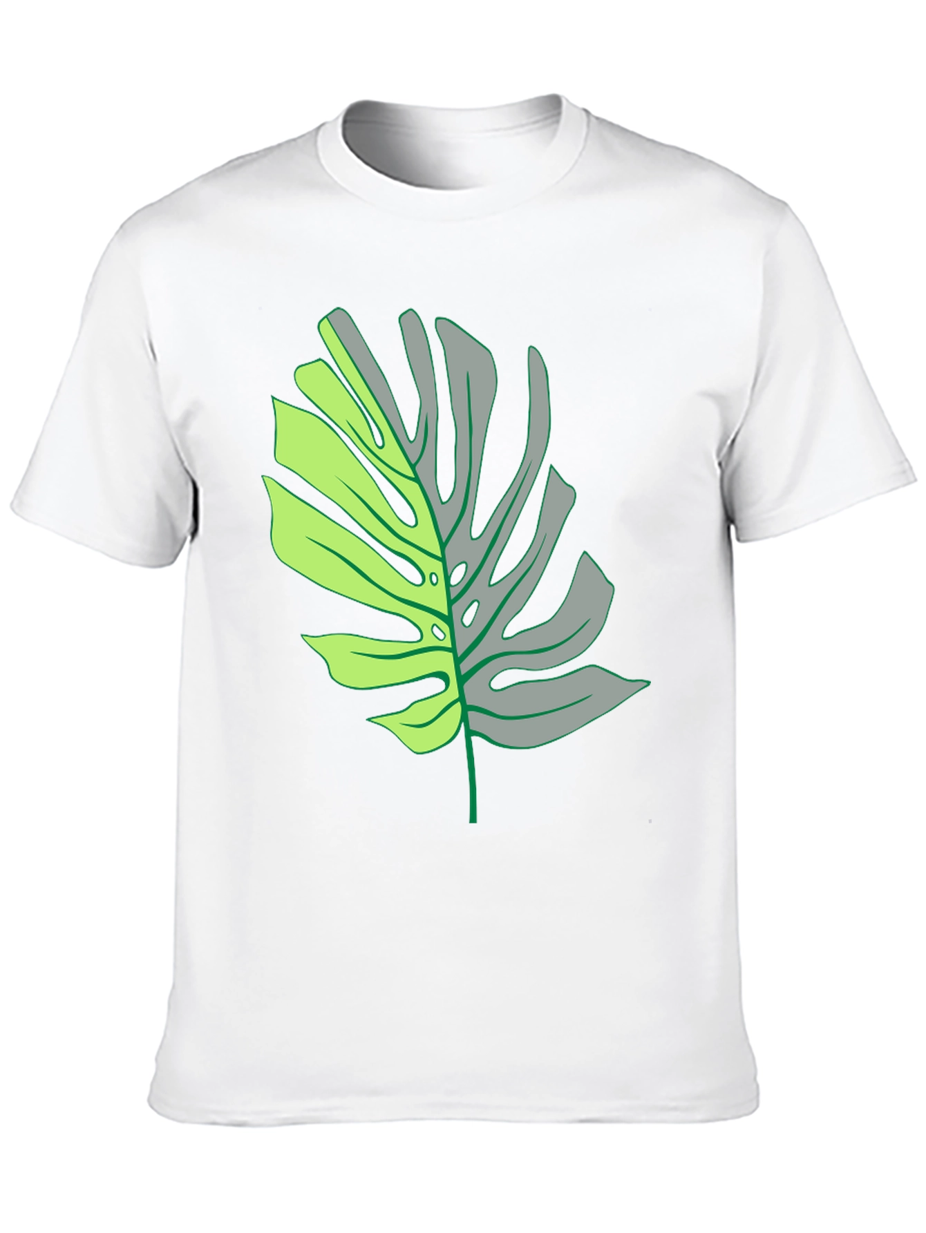 Monstera Leaf Graphic Tee - Black Casual T-Shirt