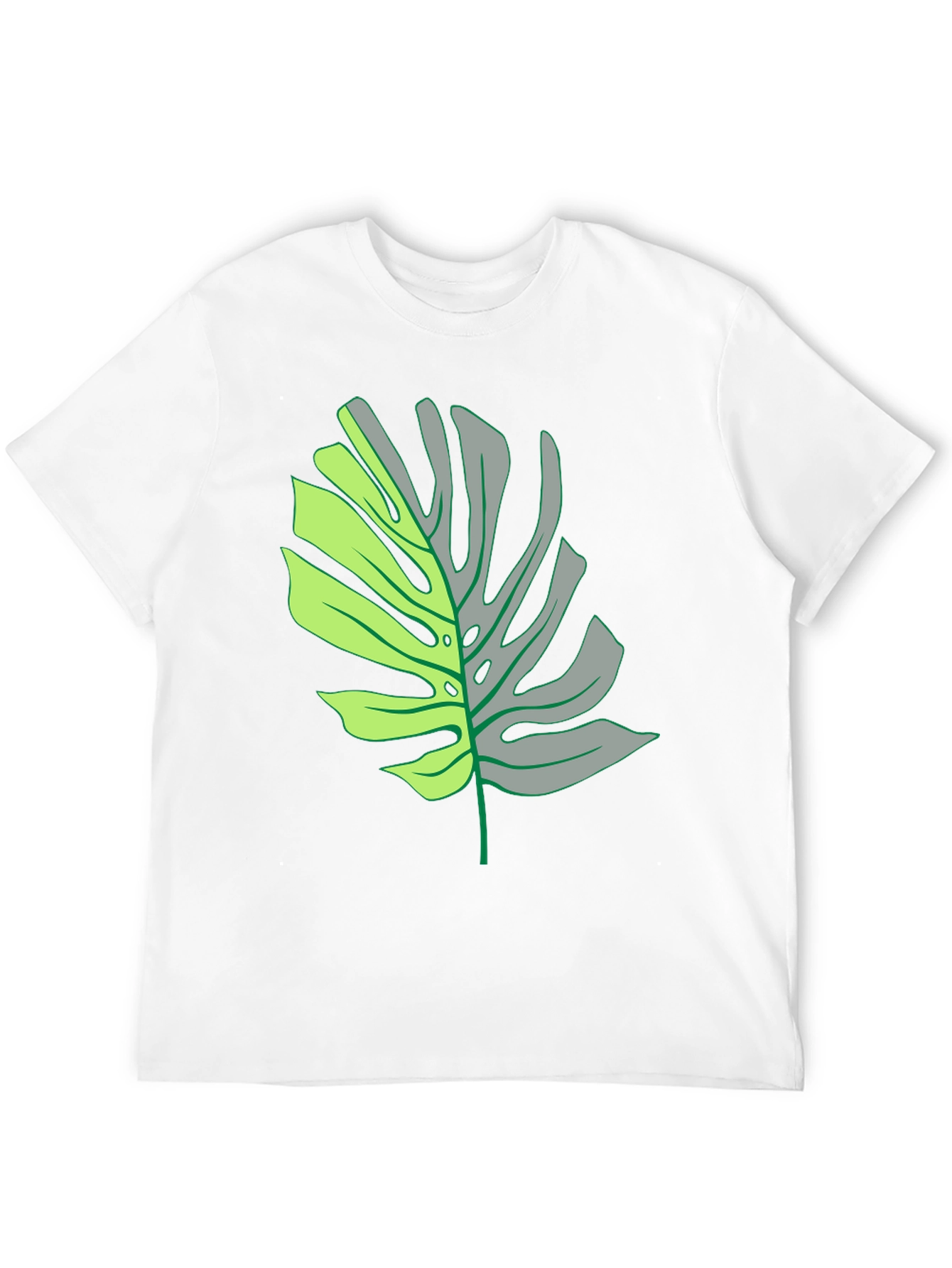 Monstera Leaf Graphic Tee - Black Casual T-Shirt