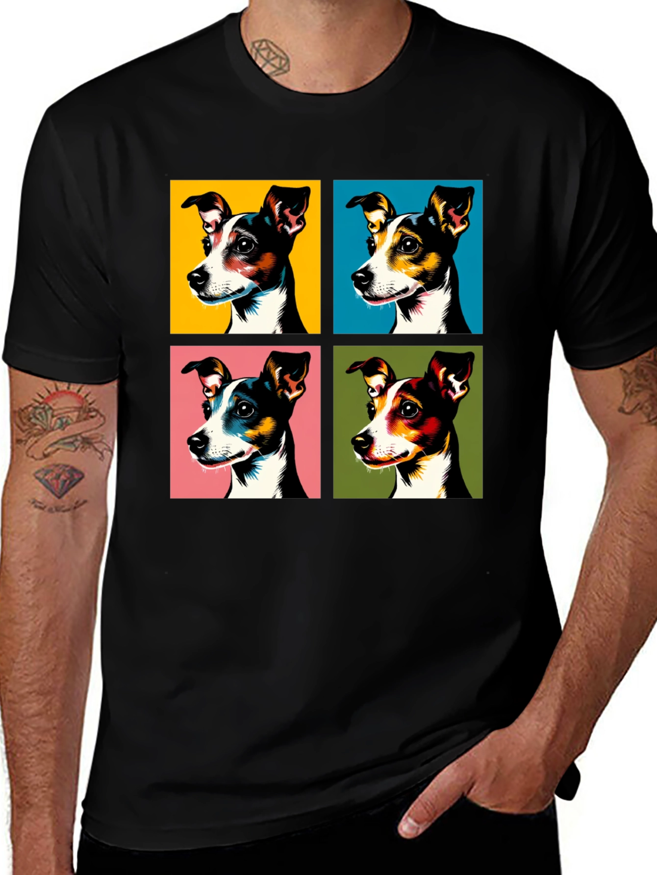 Pop Art Dog Portrait T-Shirt – Colorful Graphic Dog Lover Tee