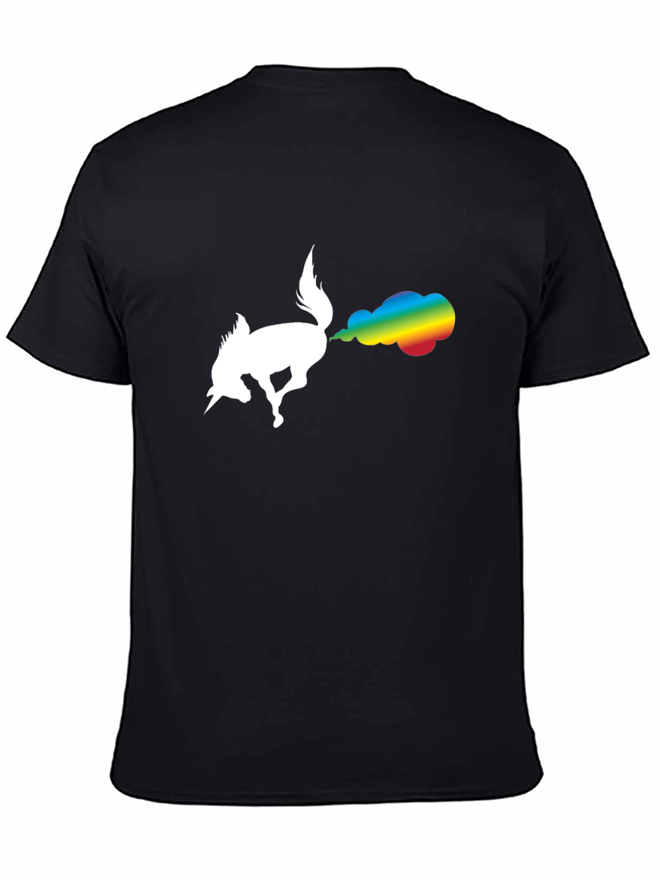 Unicorn Rainbow Fart Black T-Shirt