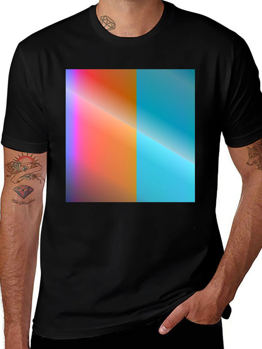 Gradient Color Block Tee - Modern Style