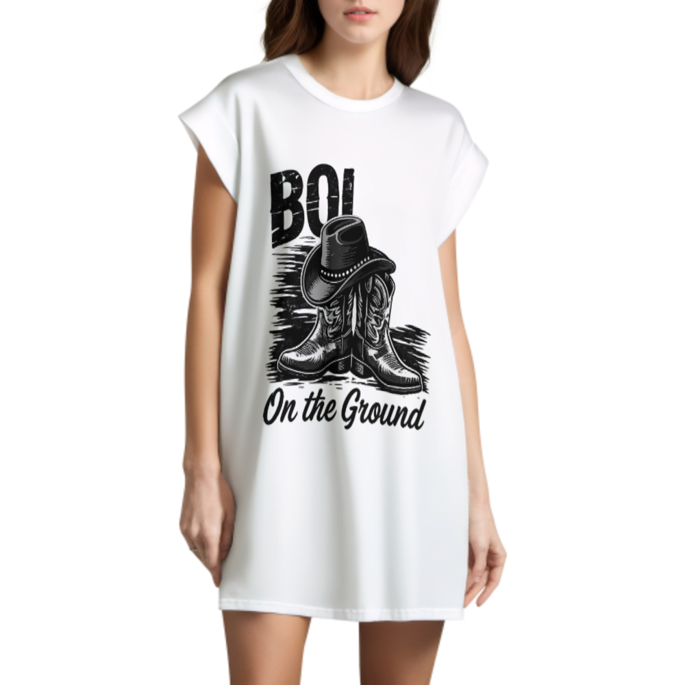 BOI On The Ground Cowboy Boots Graphic T-Shirt | Western Country Lifestyle Rodeo Tee(z996)