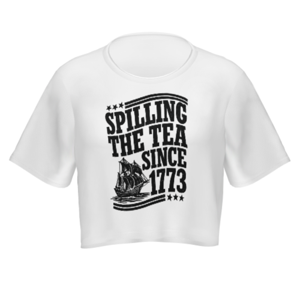 Spilling The Tea Since 1773 Funny Patriotic T-Shirt | Vintage Boston Harbor Humor Graphic Tee(z986)