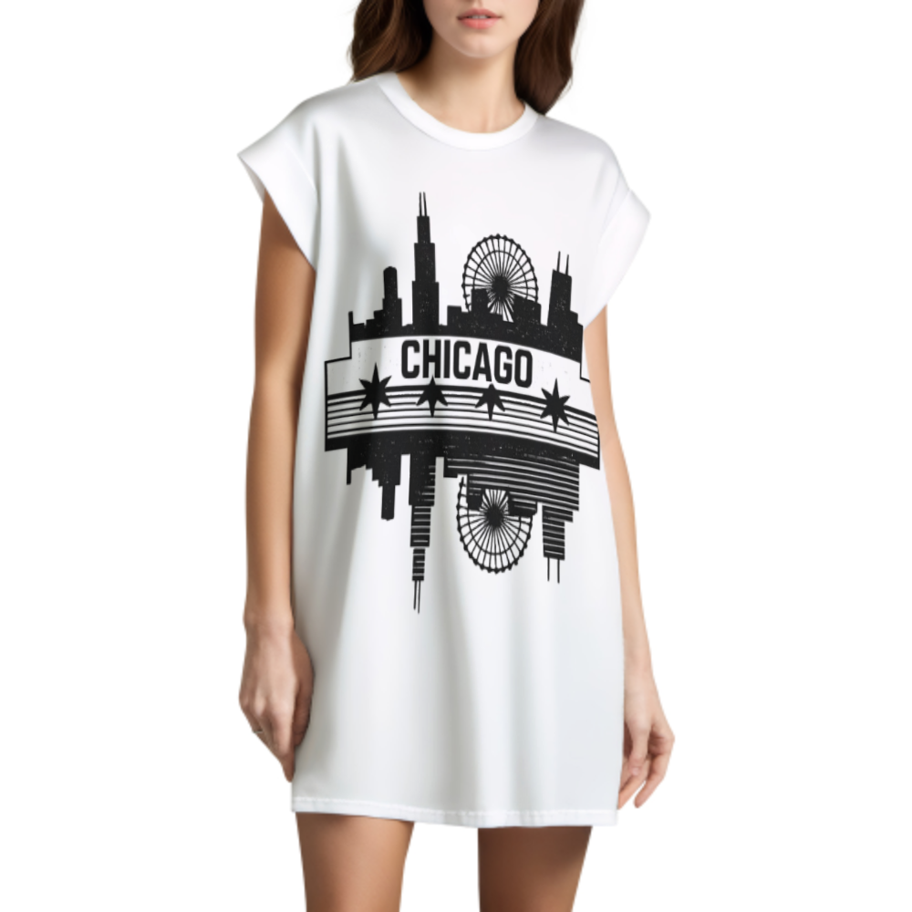 Chicago Skyline Vintage Graphic T-Shirt | Windy City Urban Pride Tee(z992)