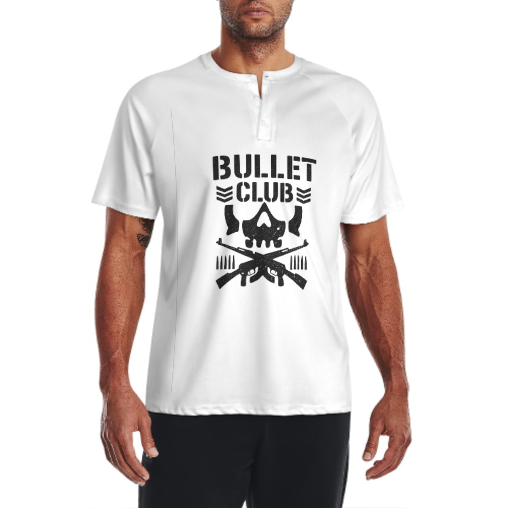 Bullet Club Skull & Crossed Rifles Graphic T-Shirt | Vintage Tactical Streetwear Tee(z1016)