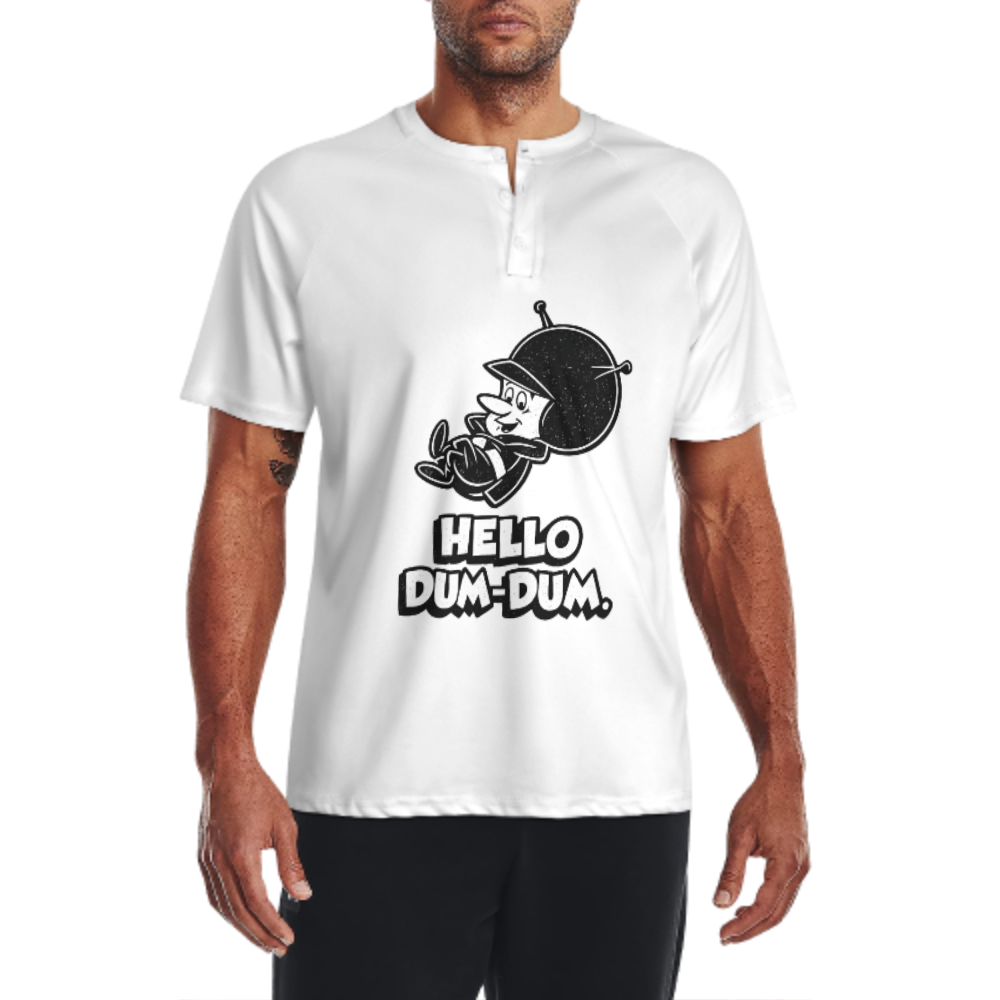 Hello Dum-Dum Retro Alien Graphic T-Shirt | Funny Cartoon Space Character Tee(z1015)
