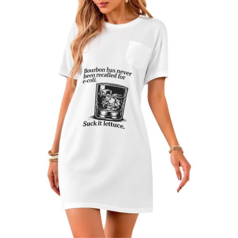Bourbon Has Never Been Recalled Funny Whiskey Lover Graphic T-Shirt Dress(z1028)