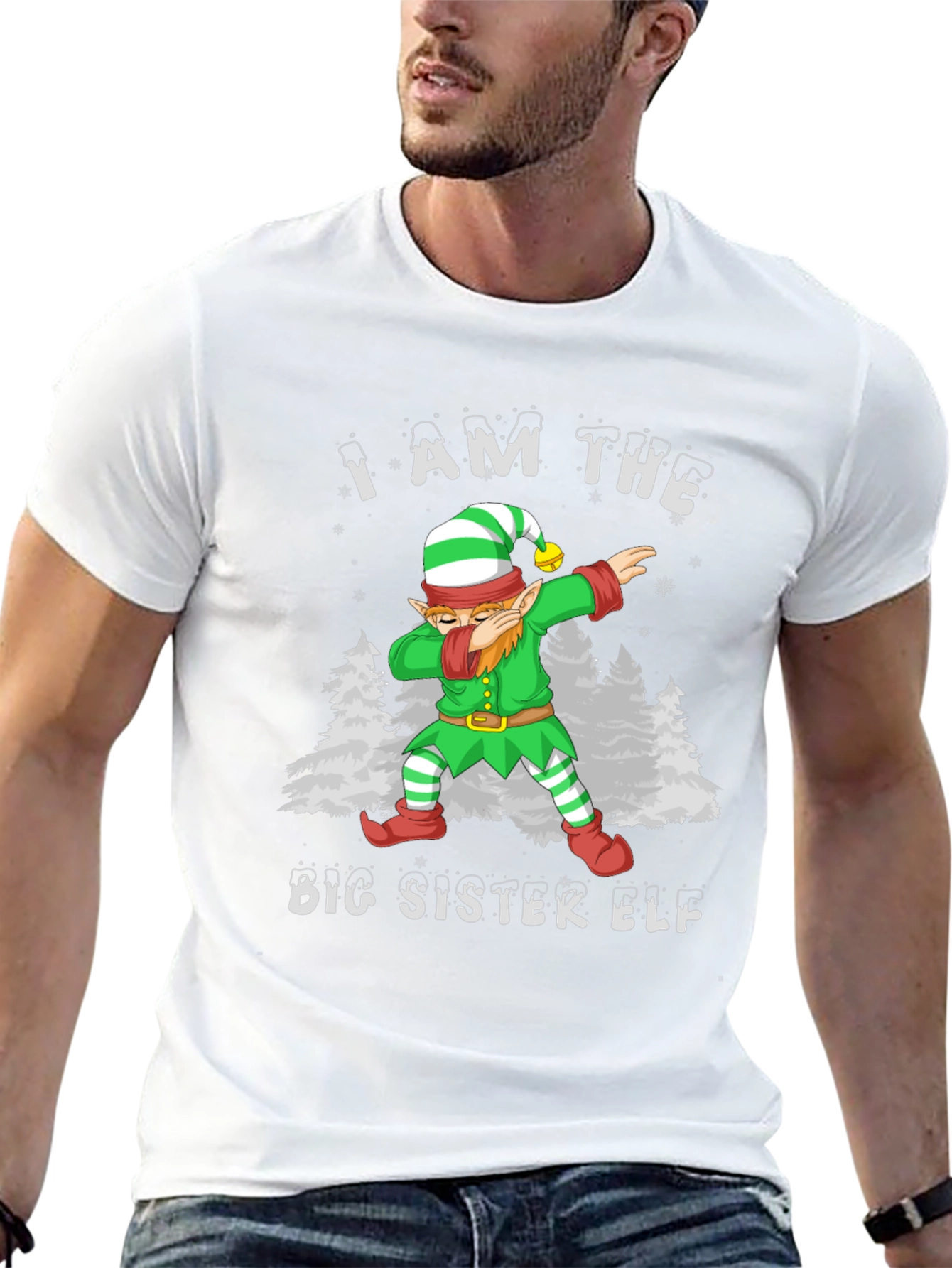 Big Sister Elf Dab Christmas Holiday T-Shirt