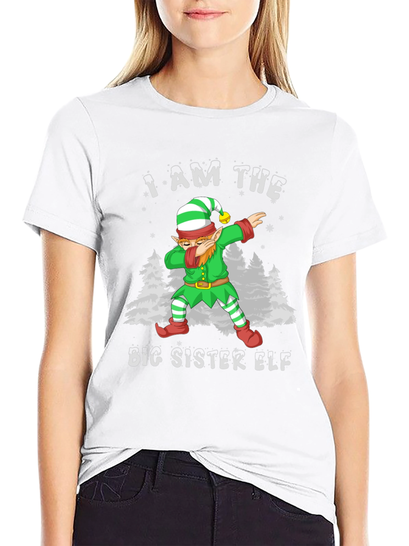 Big Sister Elf Dab Christmas Holiday T-Shirt
