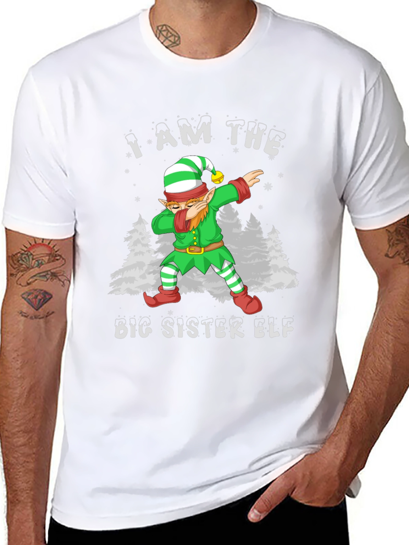Big Sister Elf Dab Christmas Holiday T-Shirt