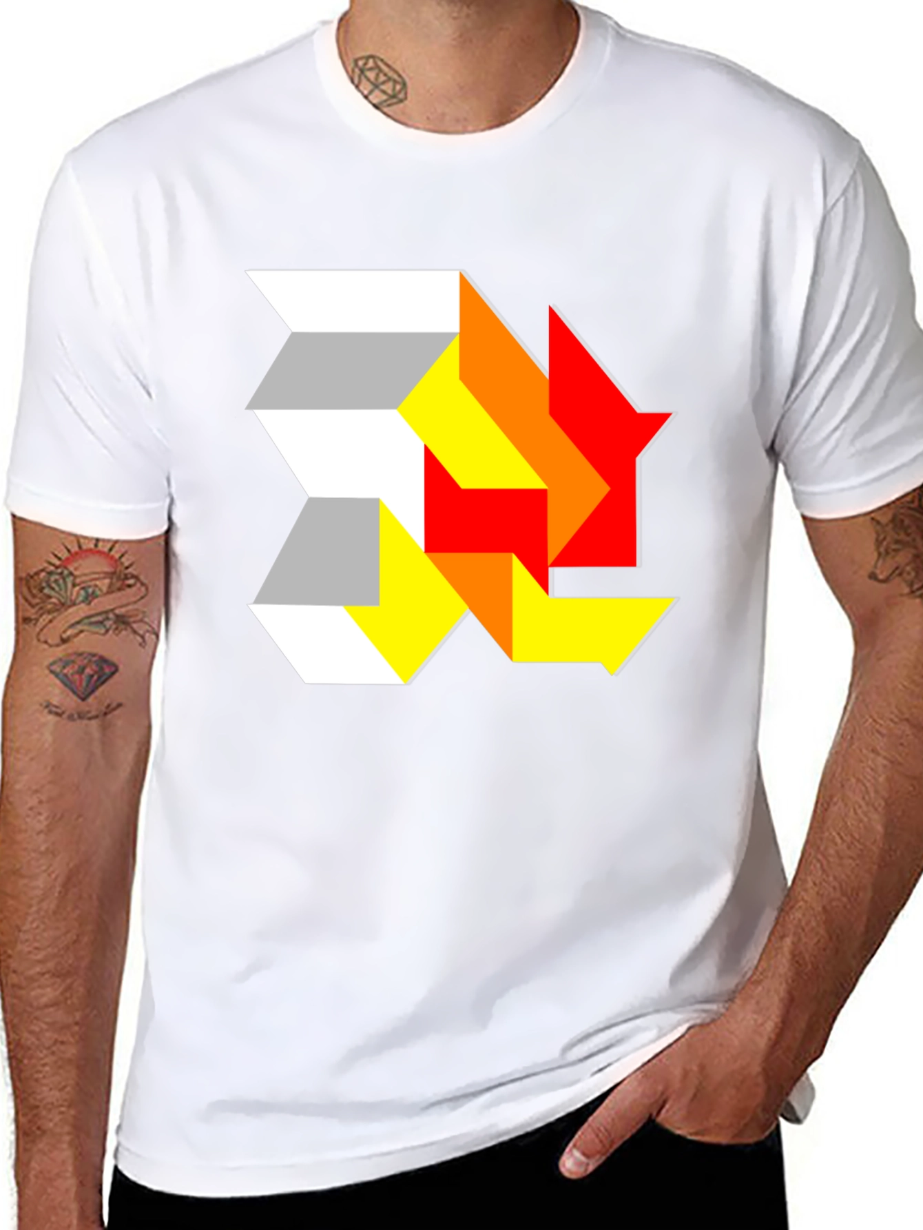 Abstract Geometric Graphic Tee - Modern Design T-Shirt