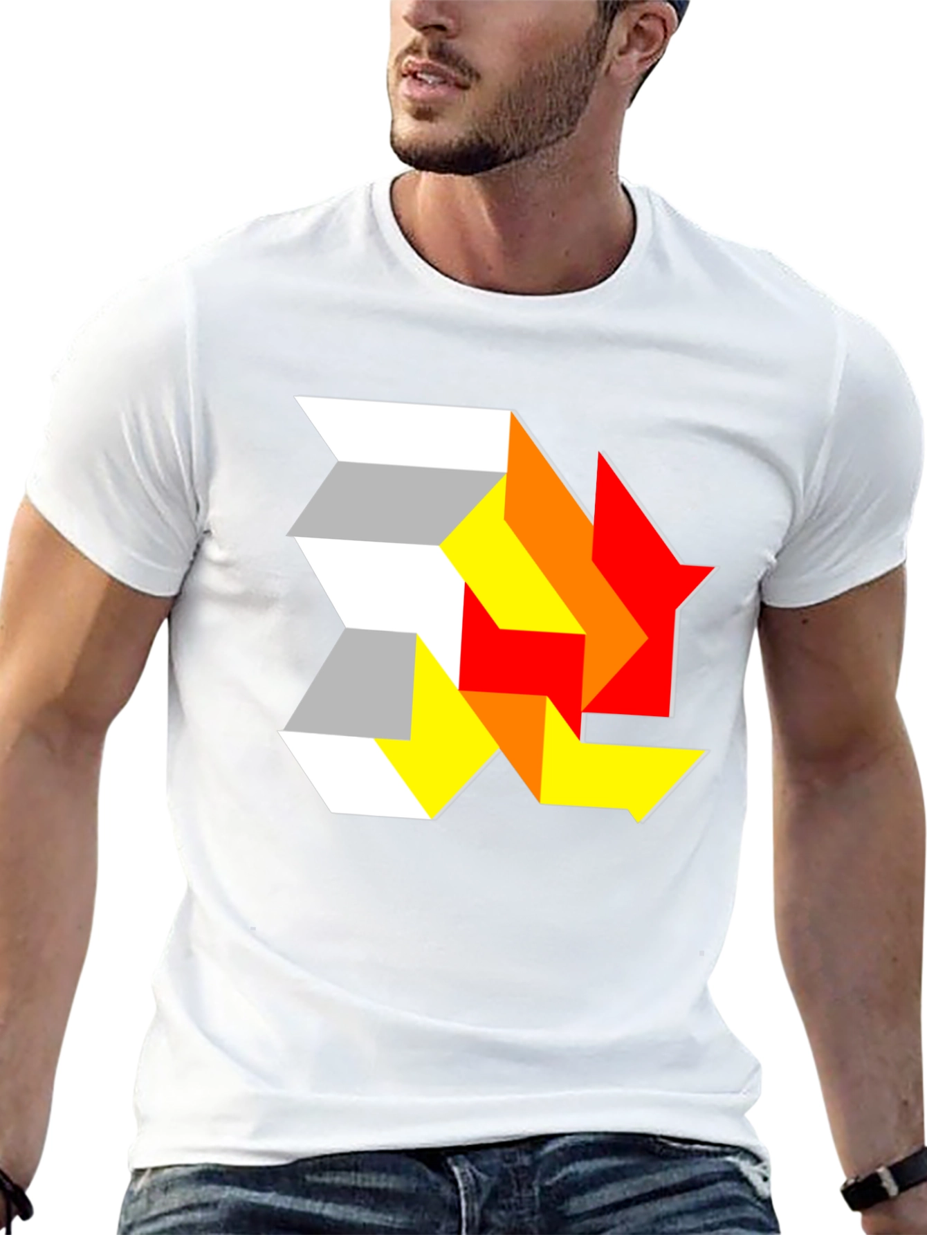 Abstract Geometric Graphic Tee - Modern Design T-Shirt