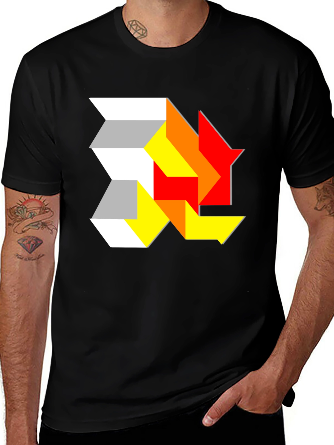 Abstract Geometric Graphic Tee - Modern Design T-Shirt