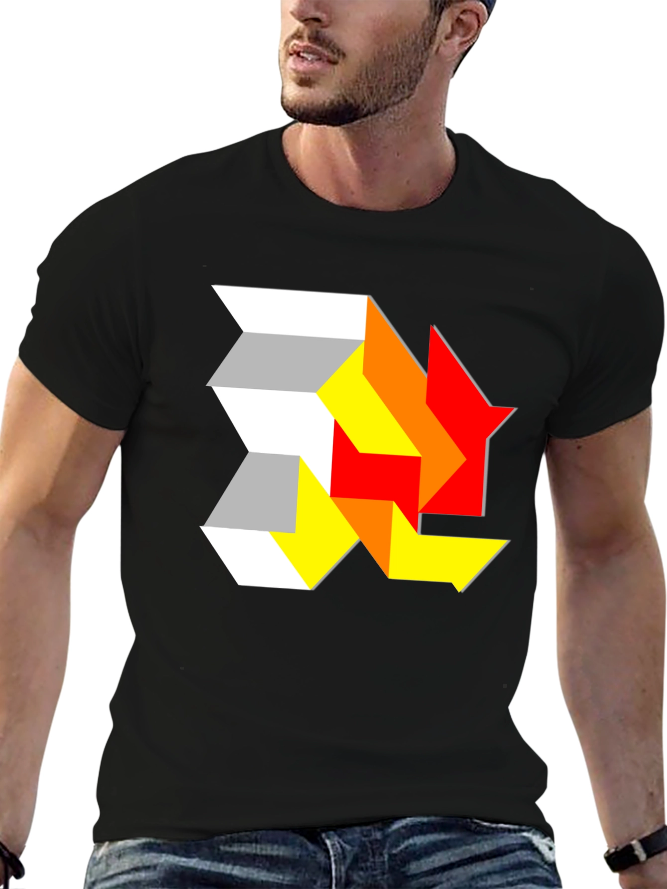 Abstract Geometric Graphic Tee - Modern Design T-Shirt
