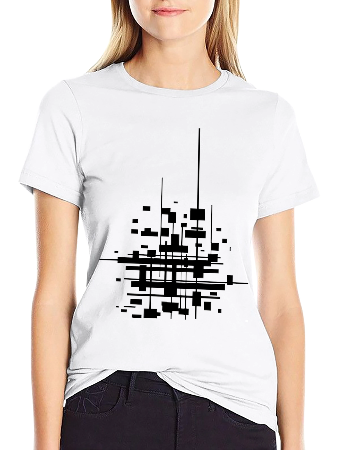 Abstract Geometric Black T-Shirt