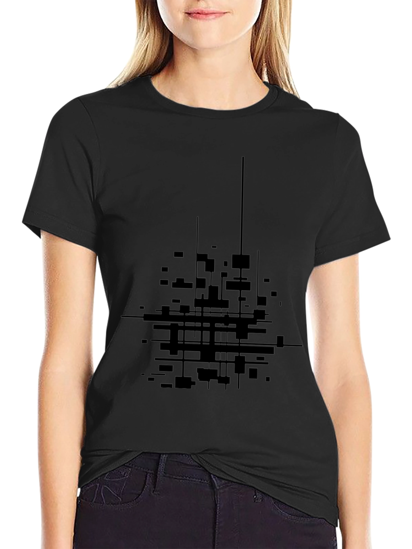 Abstract Geometric Black T-Shirt