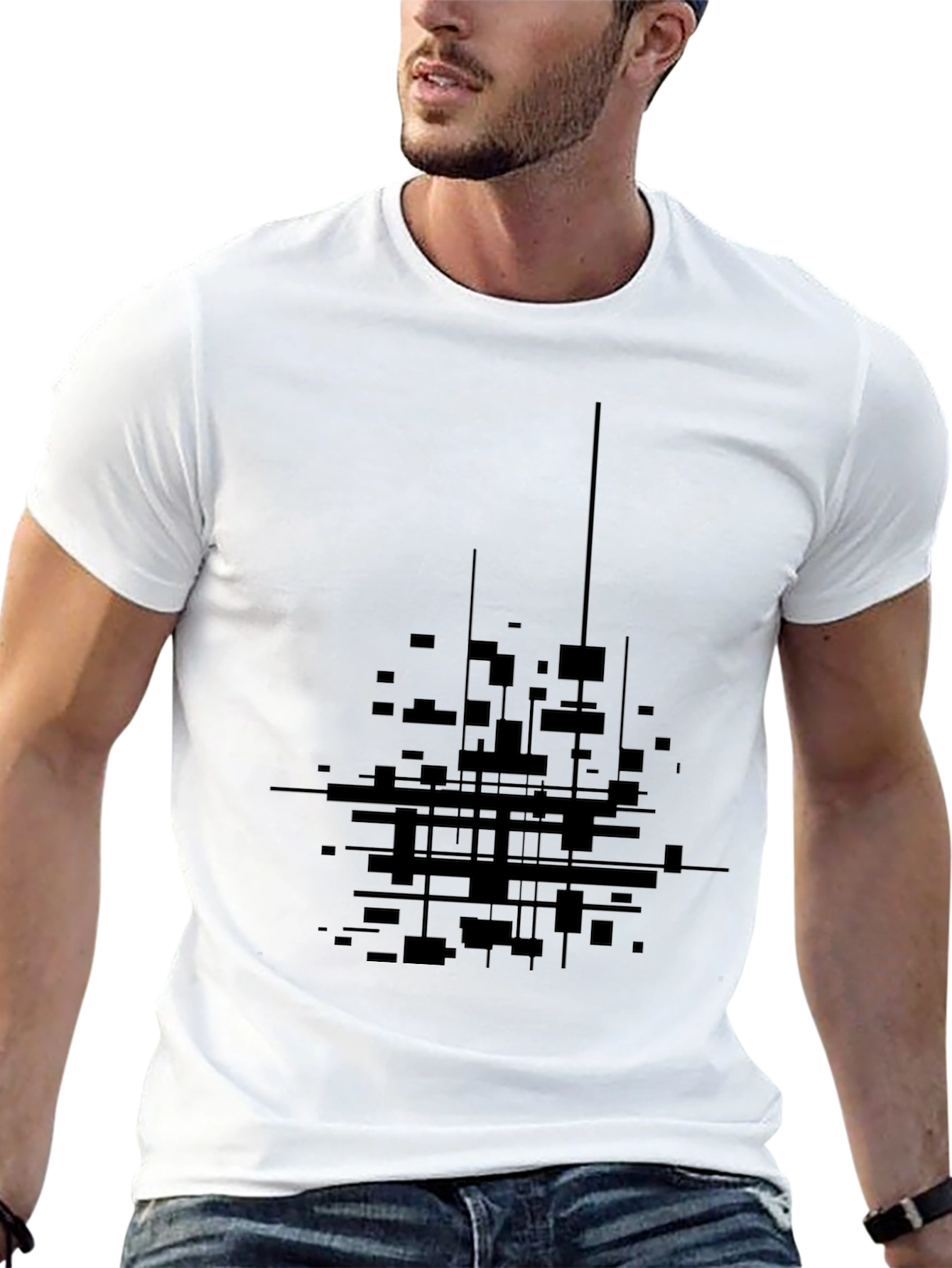 Abstract Geometric Black T-Shirt