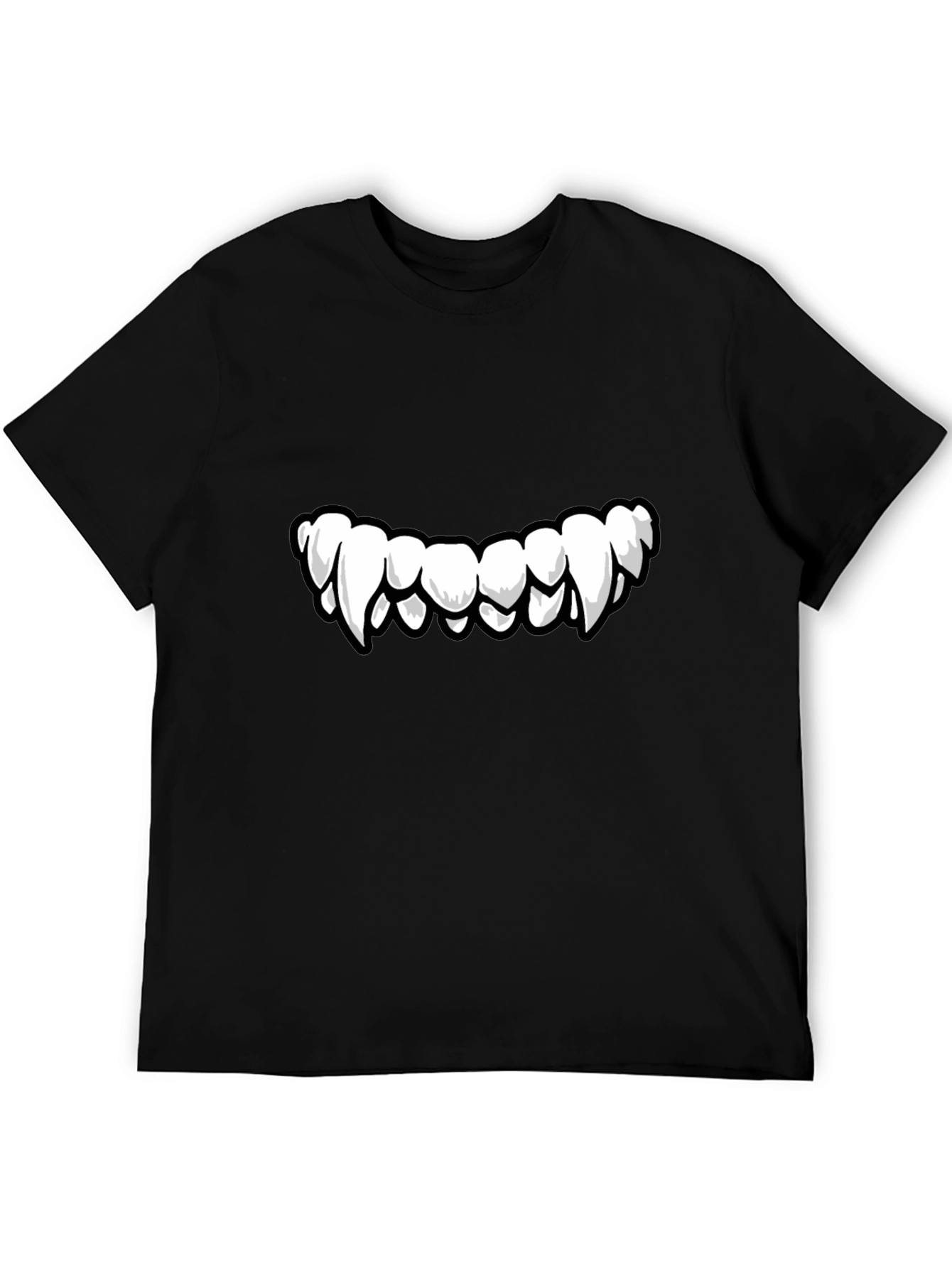 Monster Teeth Graphic Print Black T-Shirt