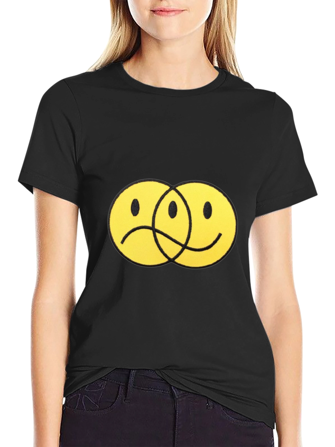 Yin Yang Faces Black T-Shirt