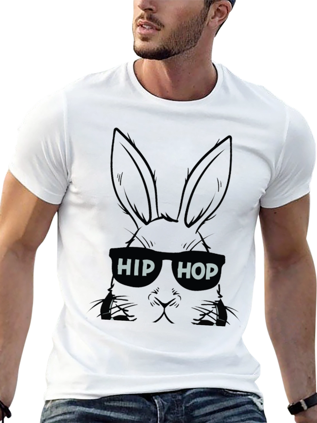 Hip Hop Rabbit T-Shirt - Cool Bunny Graphic Tee