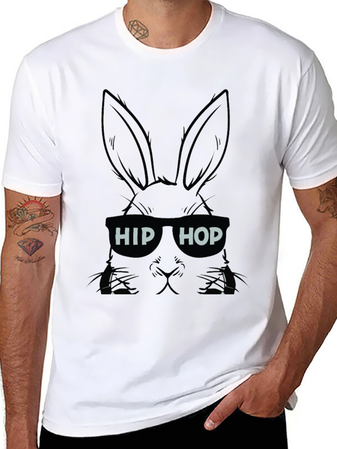 Hip Hop Rabbit T-Shirt - Cool Bunny Graphic Tee