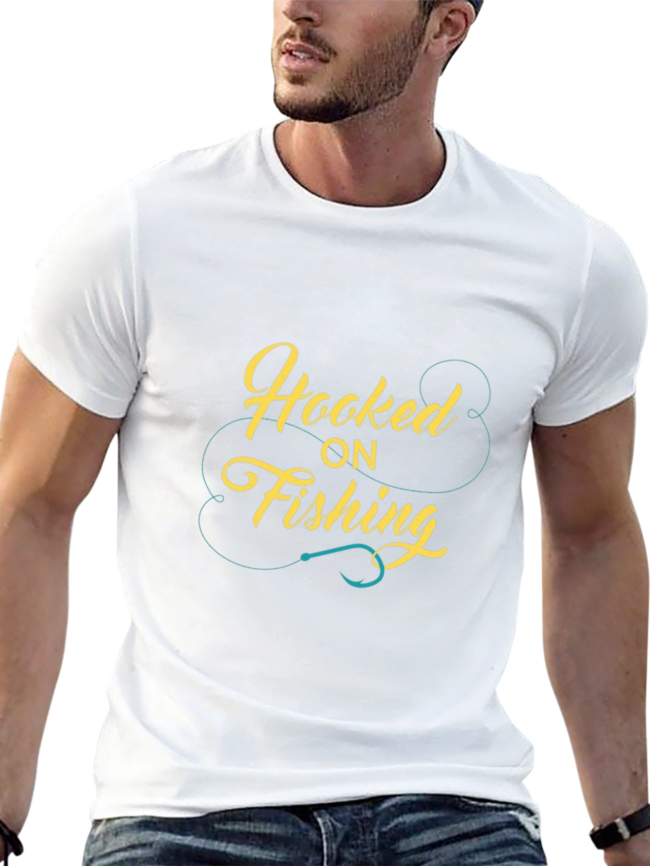 Hooked On Fishing Graphic Tee Black Casual Fit