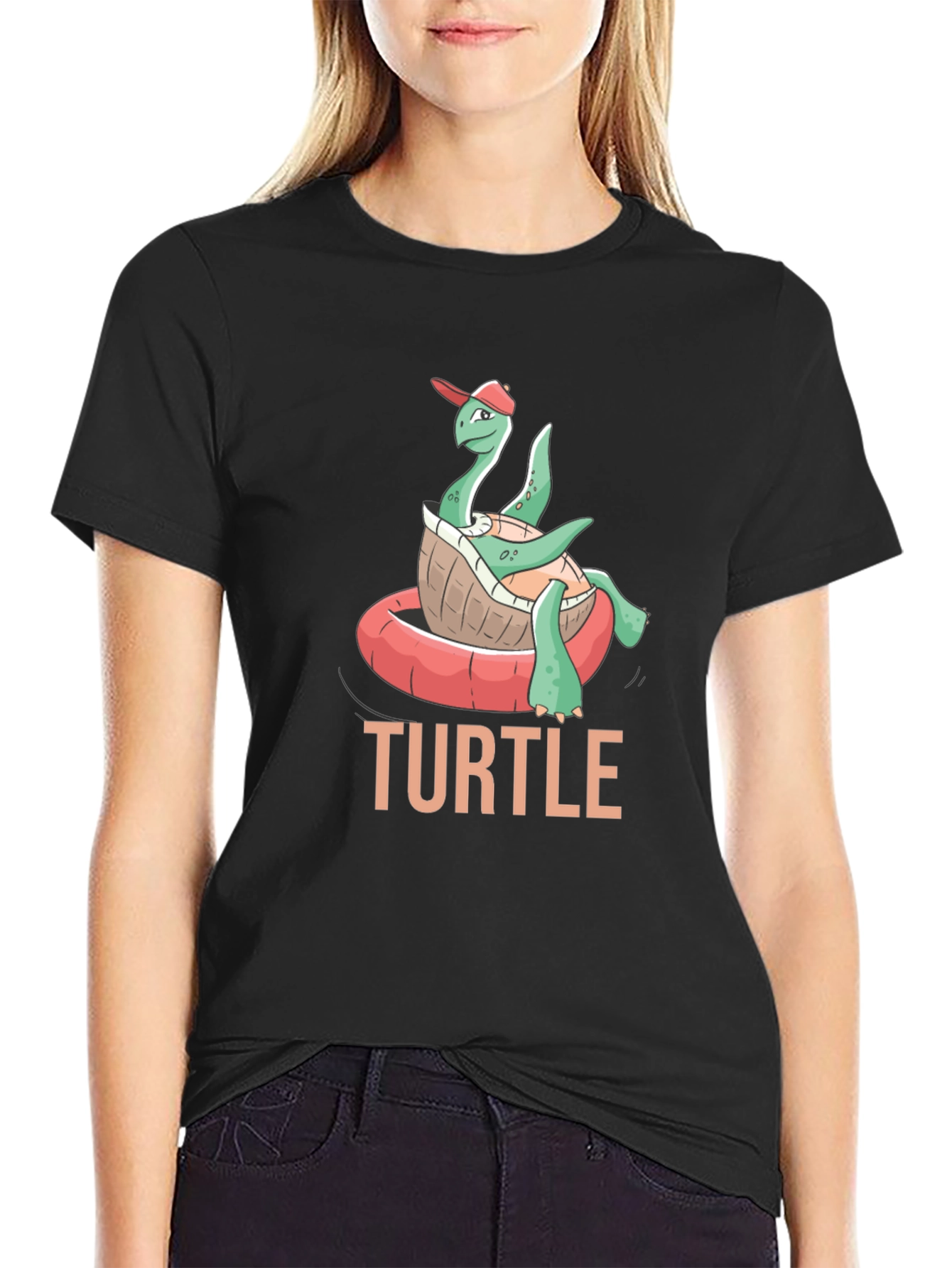 Funny Turtle in Pool Float T-Shirt