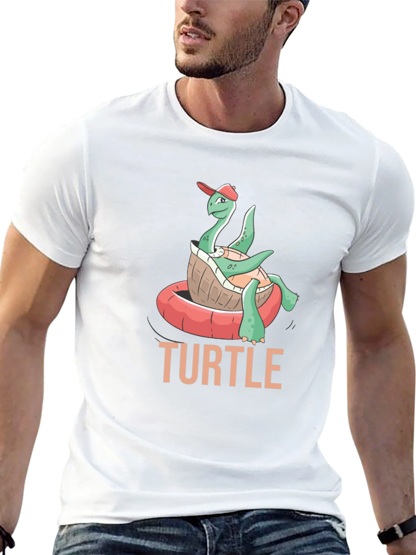 Funny Turtle in Pool Float T-Shirt