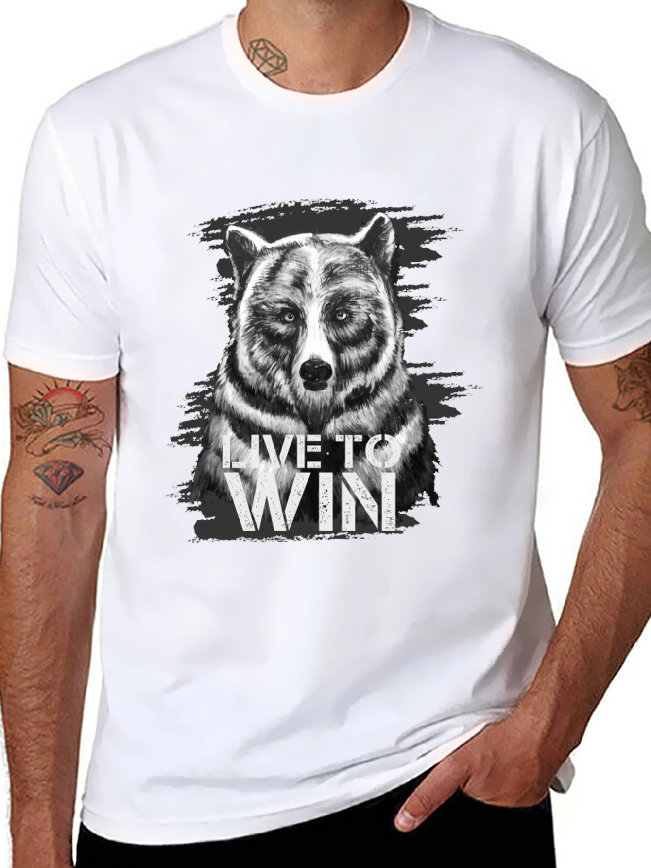 Live to Win Bear Graphic T-Shirt