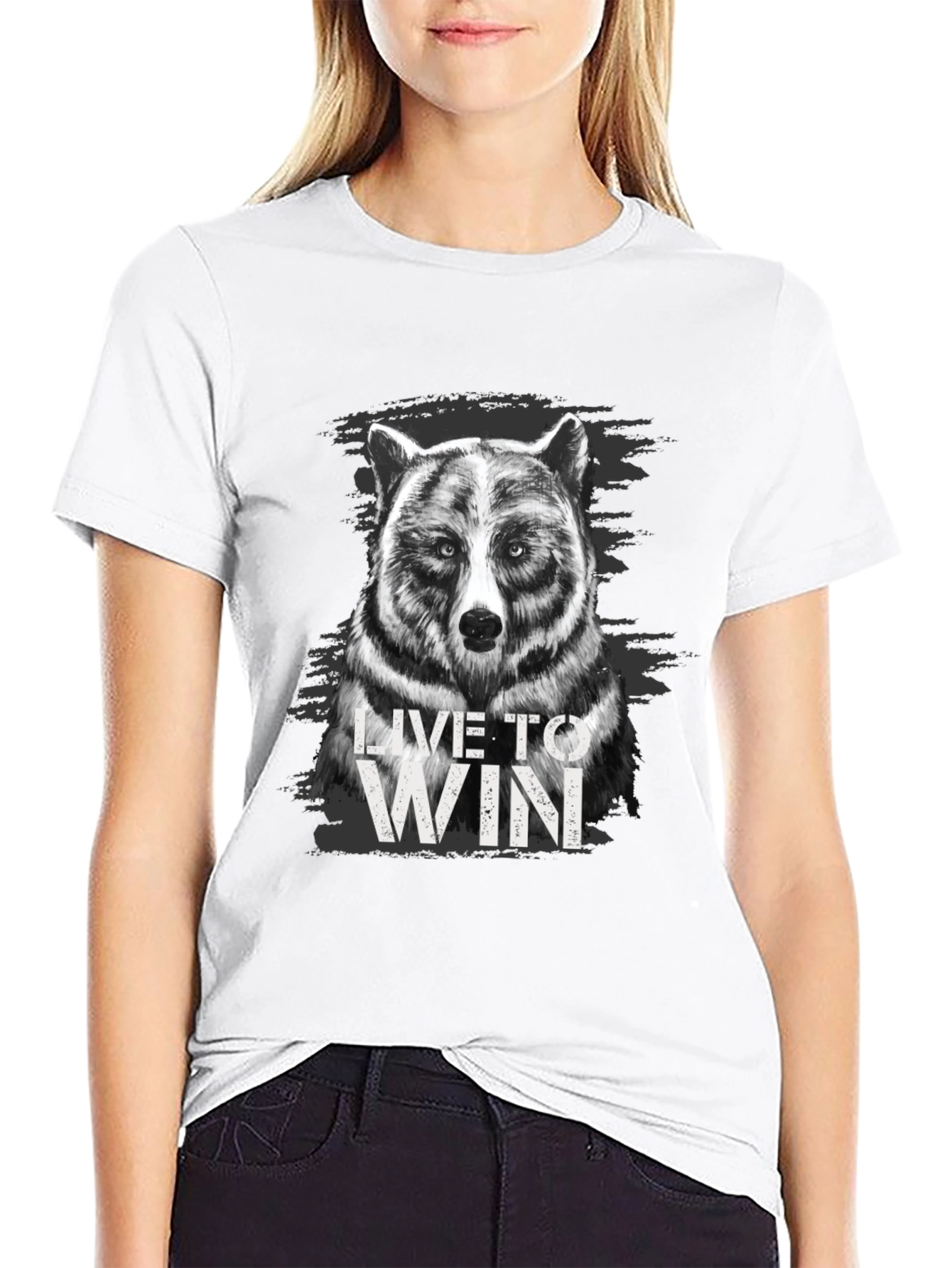 Live to Win Bear Graphic T-Shirt