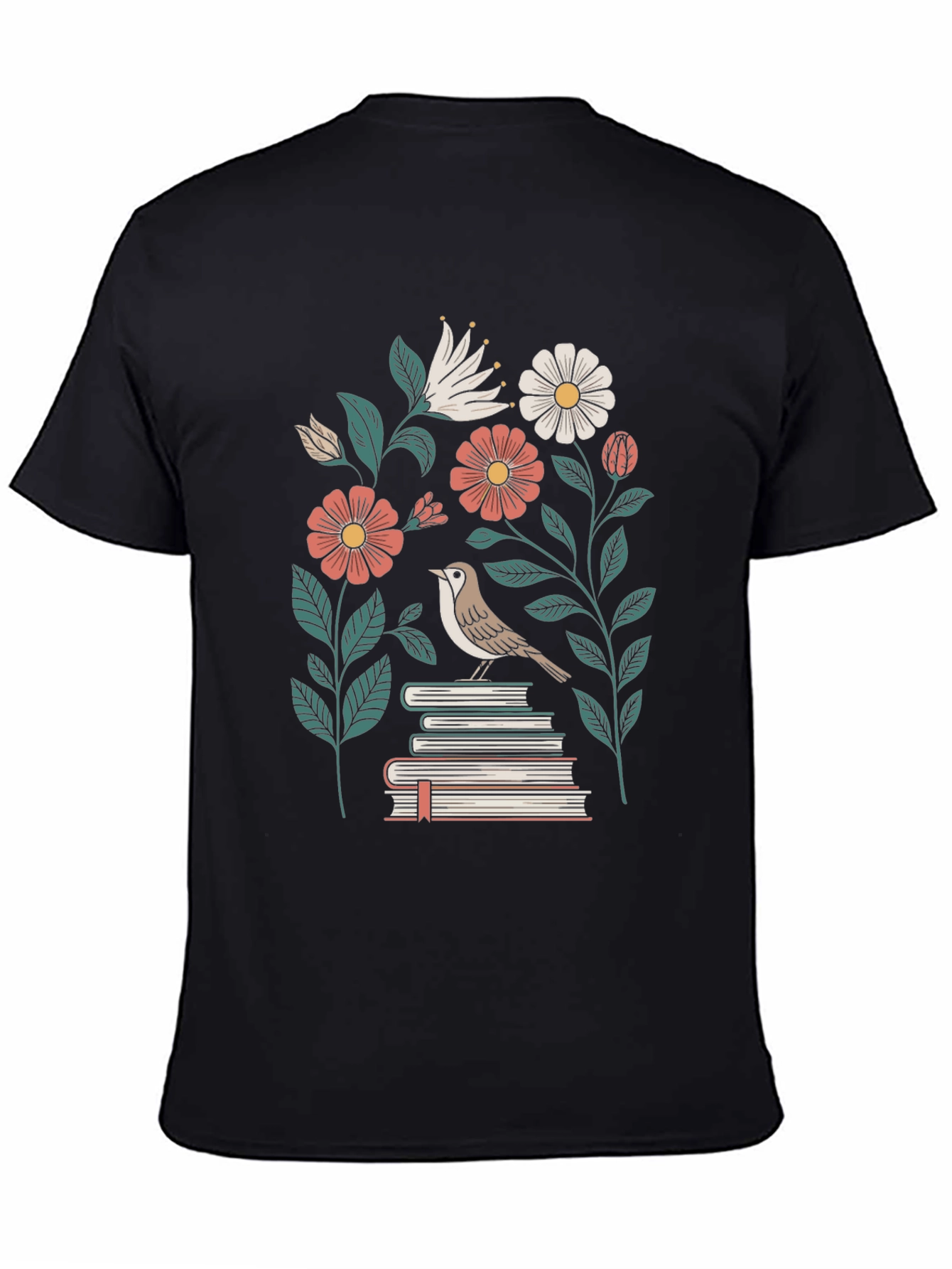 Floral Bird on Books Graphic Tee
