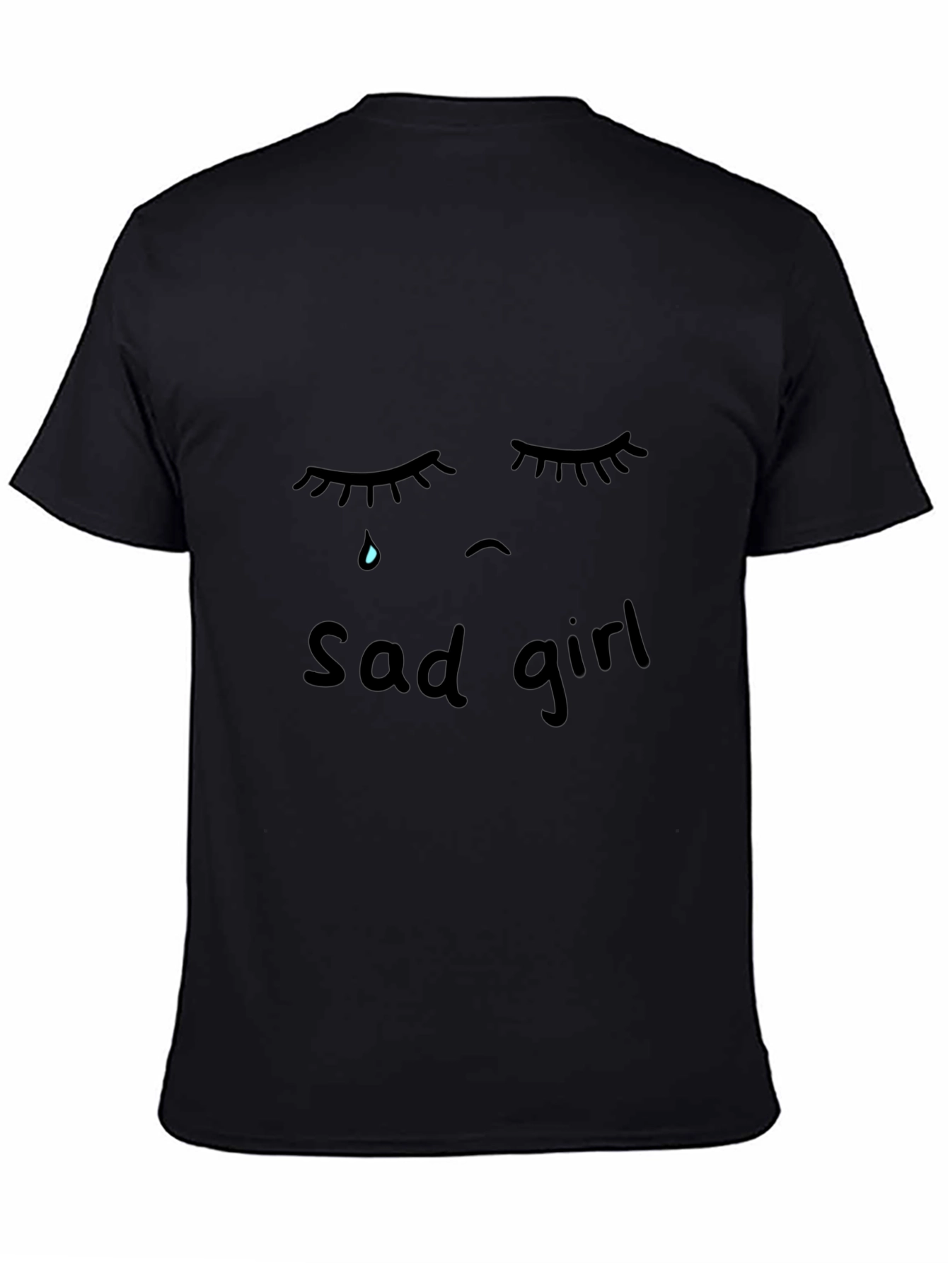 Sad Girl Graphic Black T-Shirt