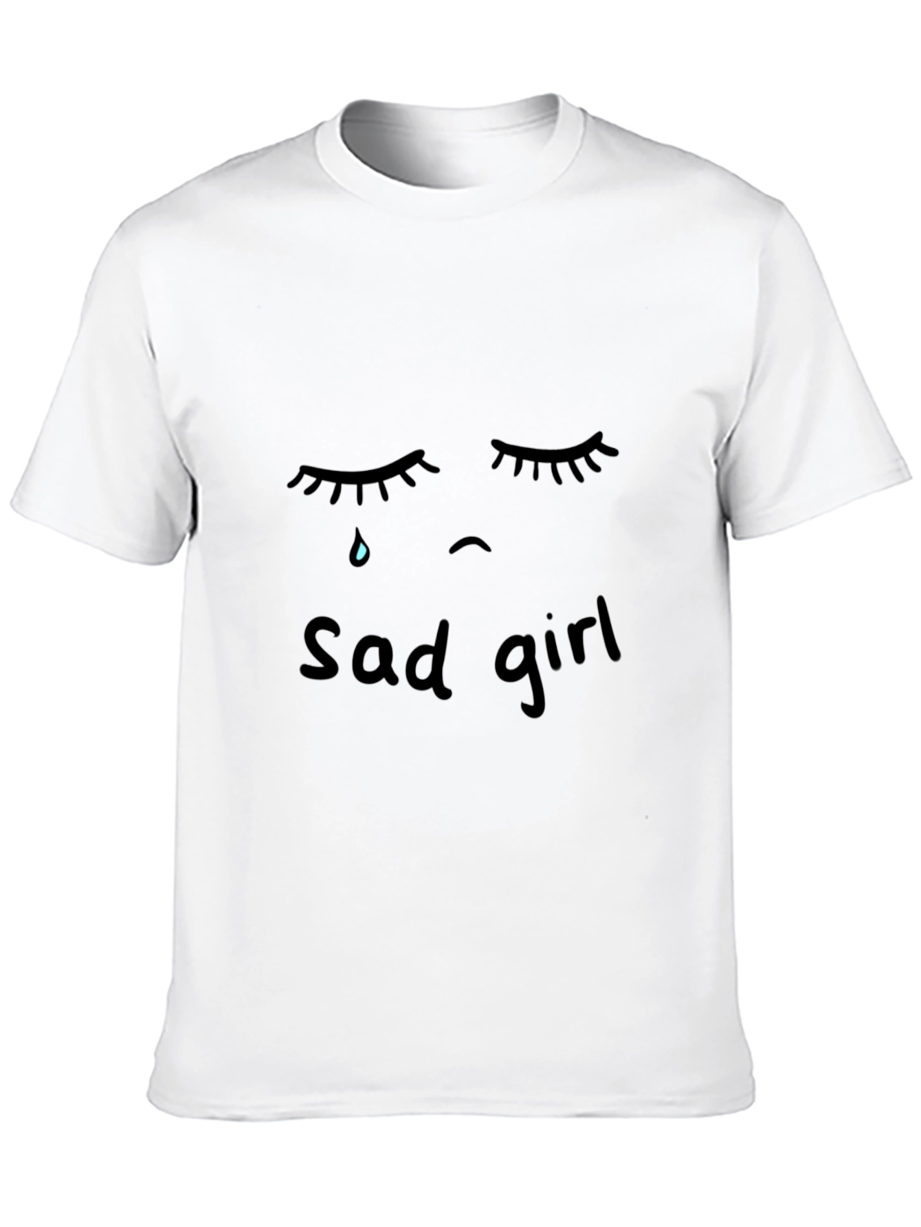 Sad Girl Graphic Black T-Shirt