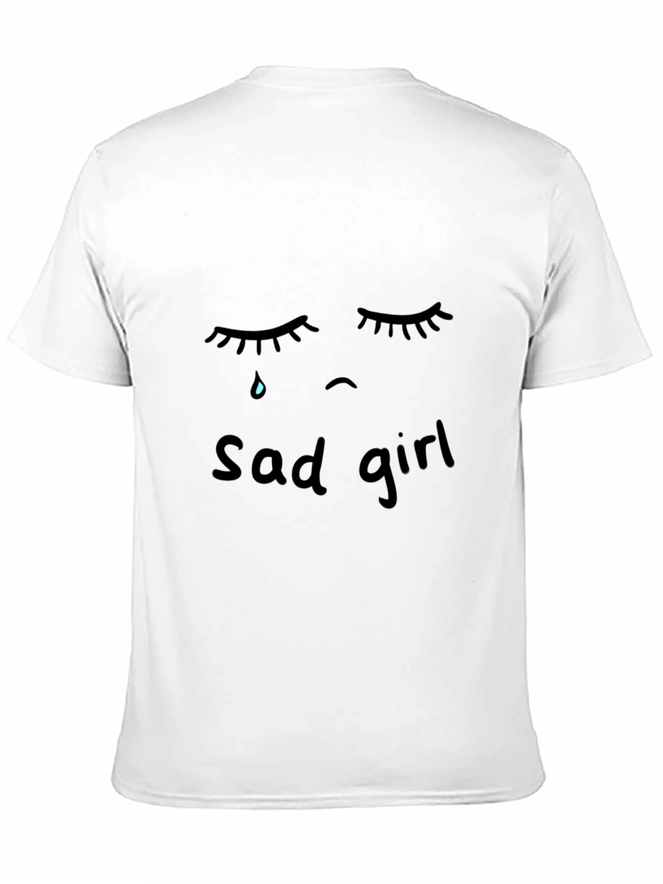 Sad Girl Graphic Black T-Shirt