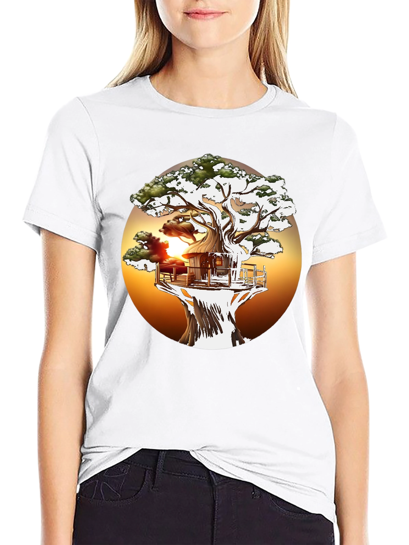 Treehouse T-Shirt - Sunset Design