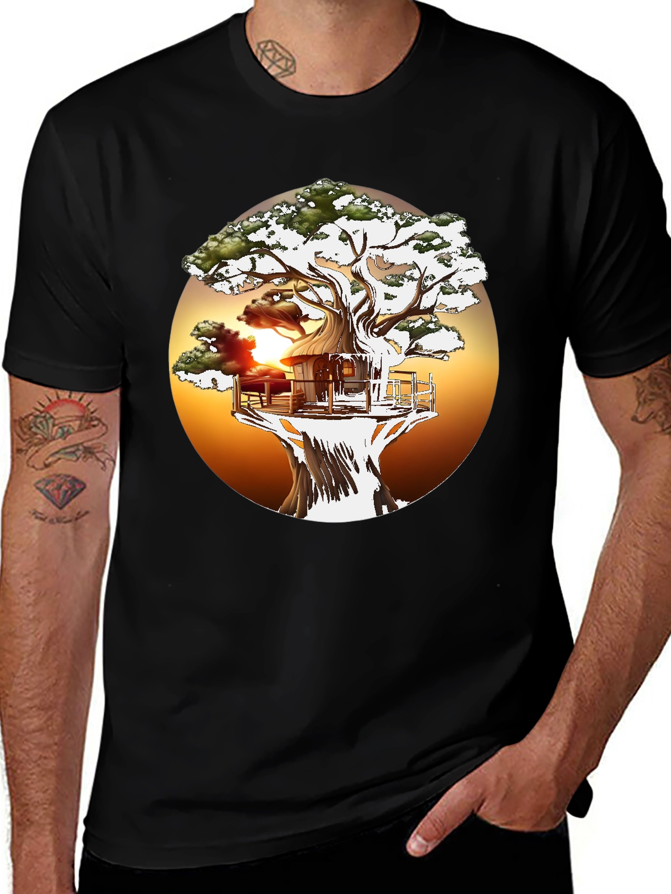 Treehouse T-Shirt - Sunset Design