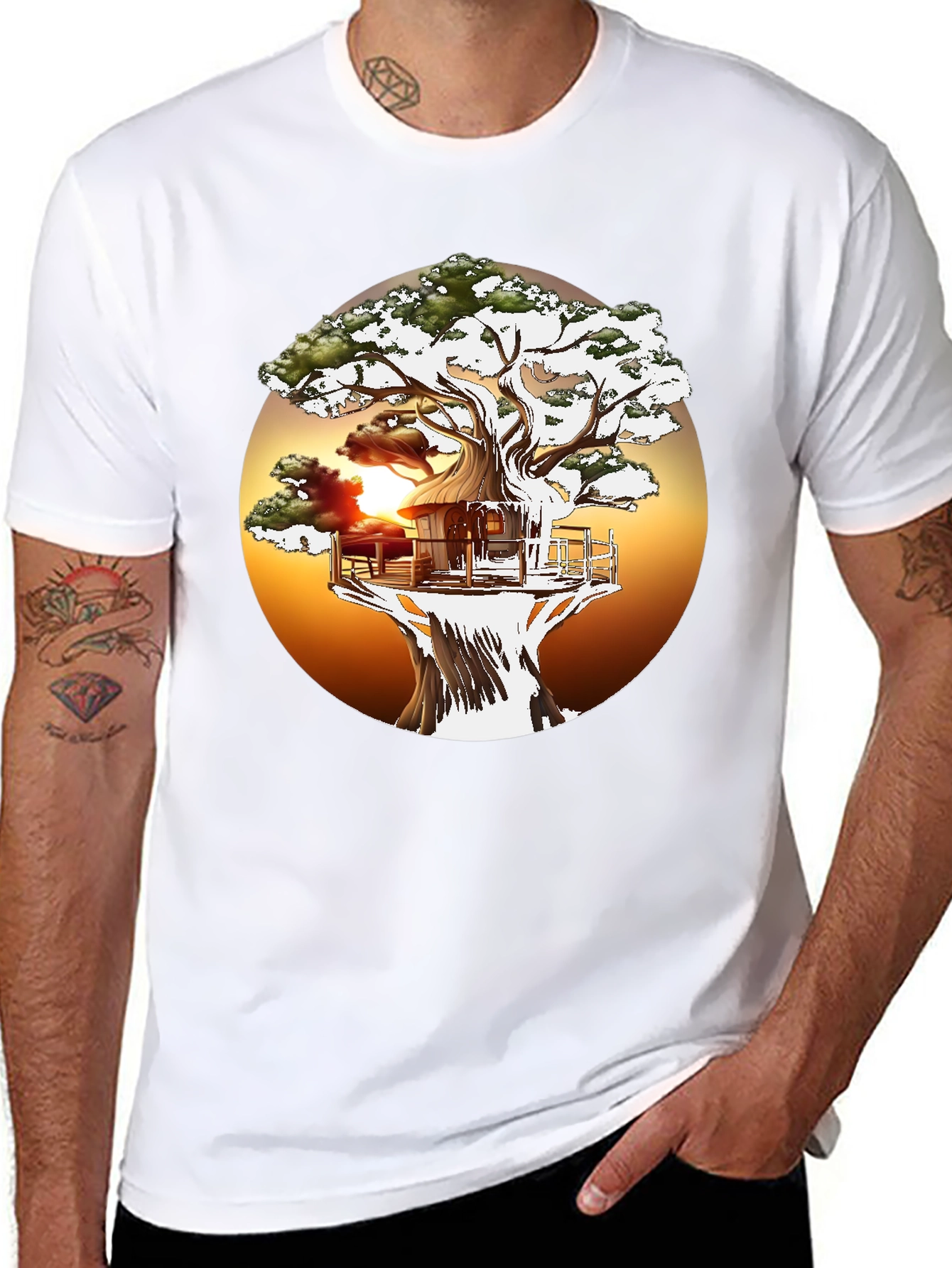 Treehouse T-Shirt - Sunset Design