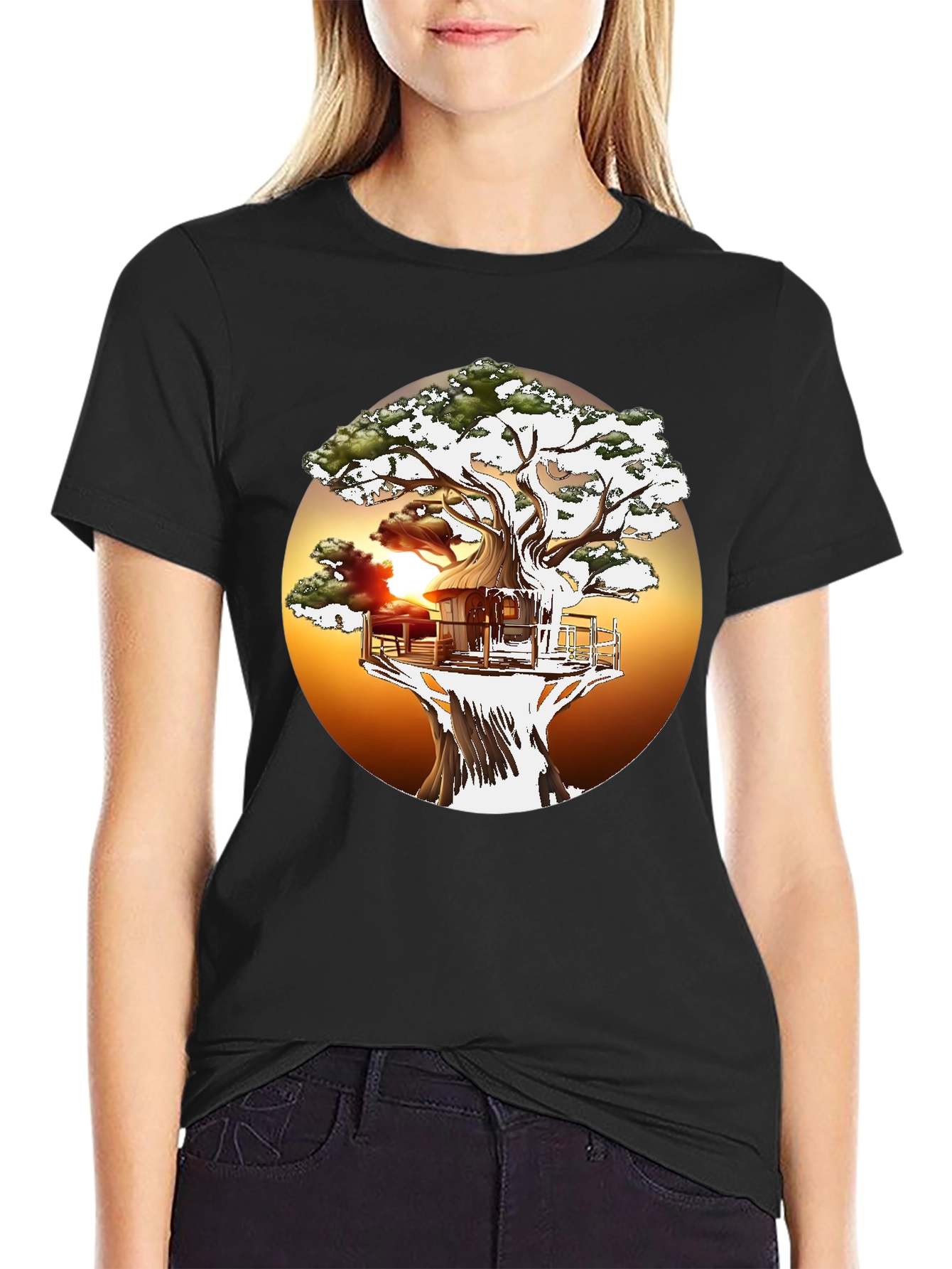 Treehouse T-Shirt - Sunset Design