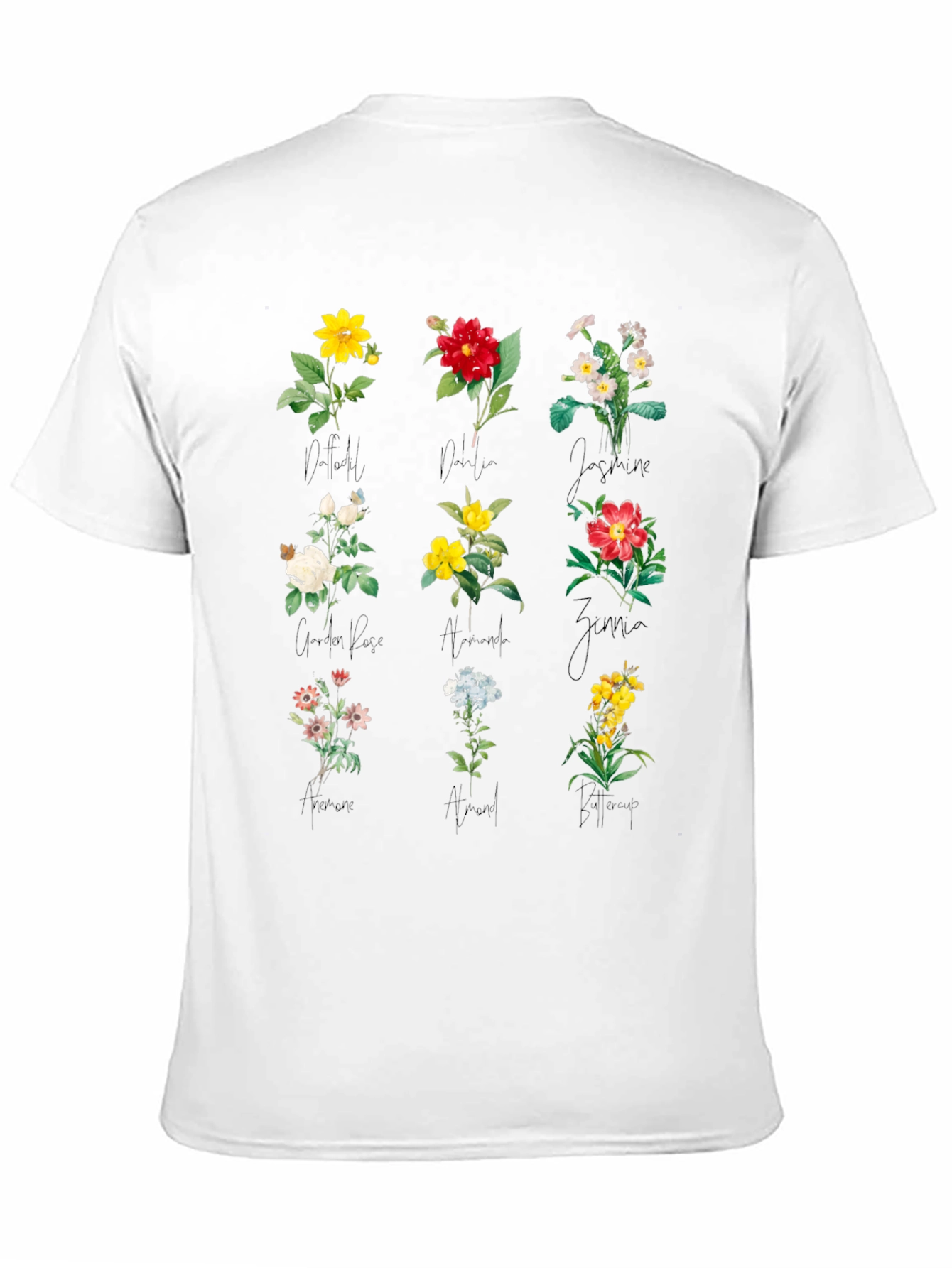 Botanical Print Black T-Shirt
