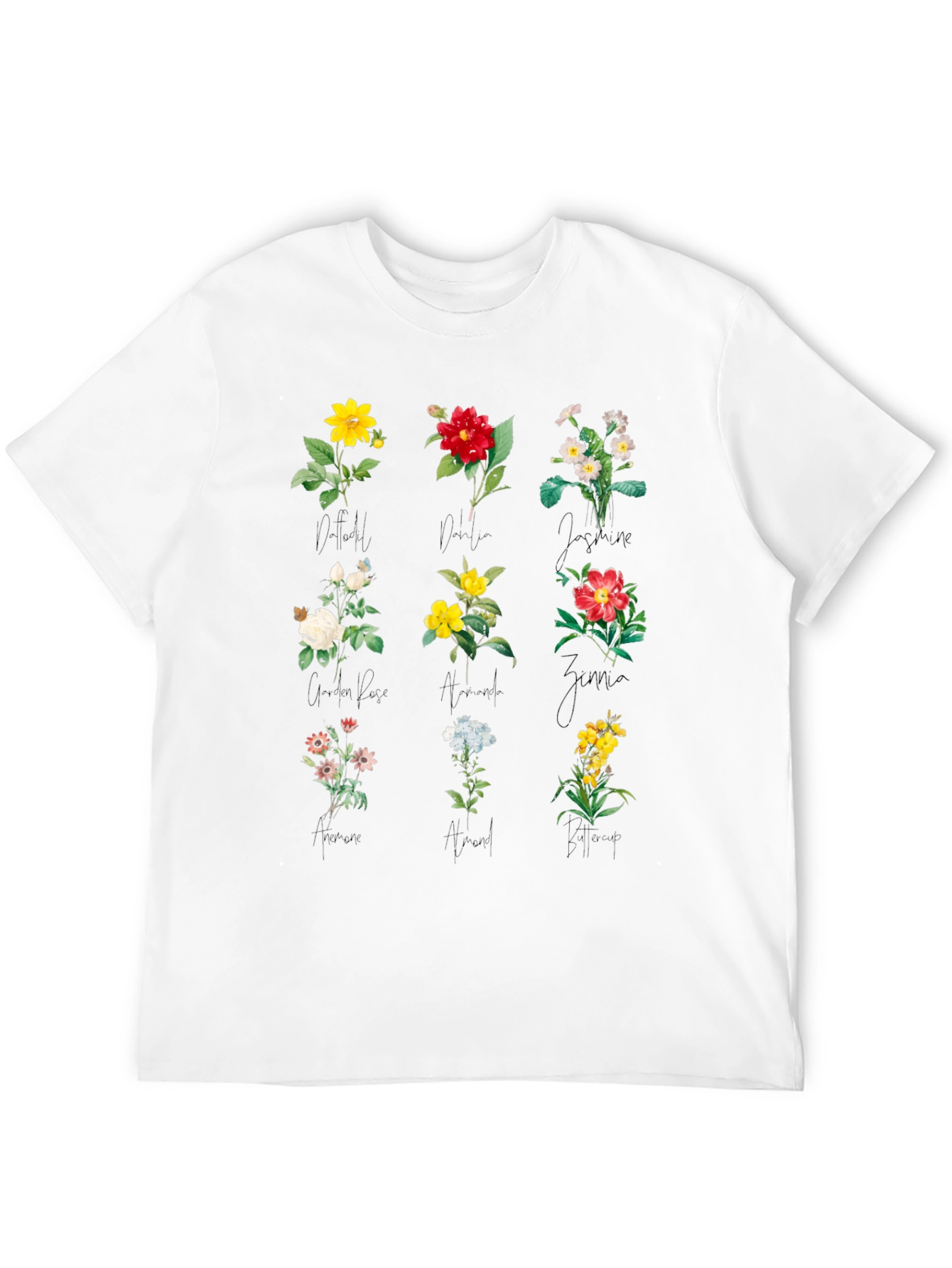 Botanical Print Black T-Shirt